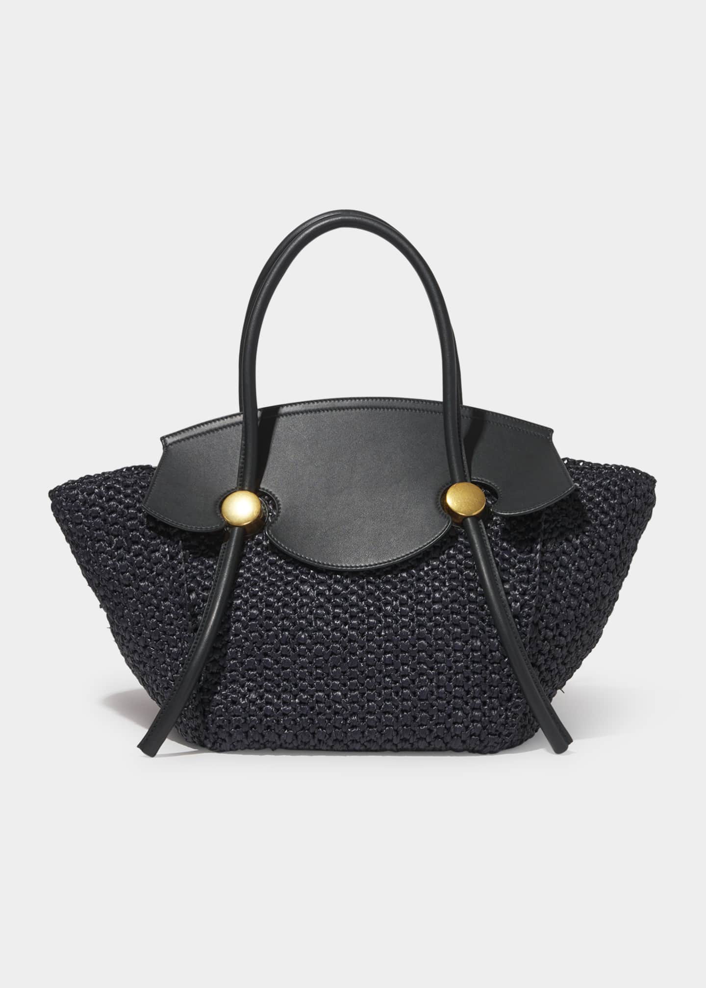 raffia leather tote
