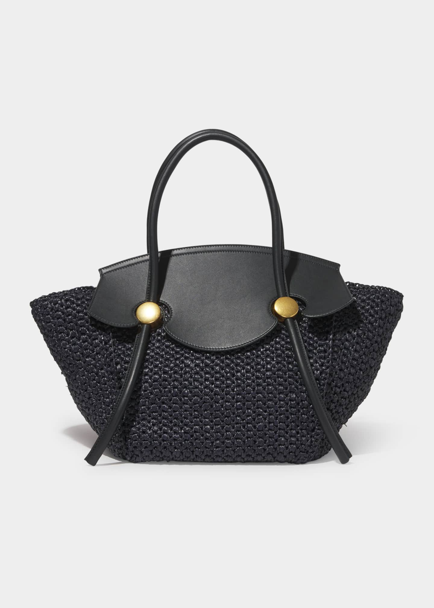 Proenza Schouler Fold-Over Flap Raffia & Leather Tote Bag - Bergdorf ...