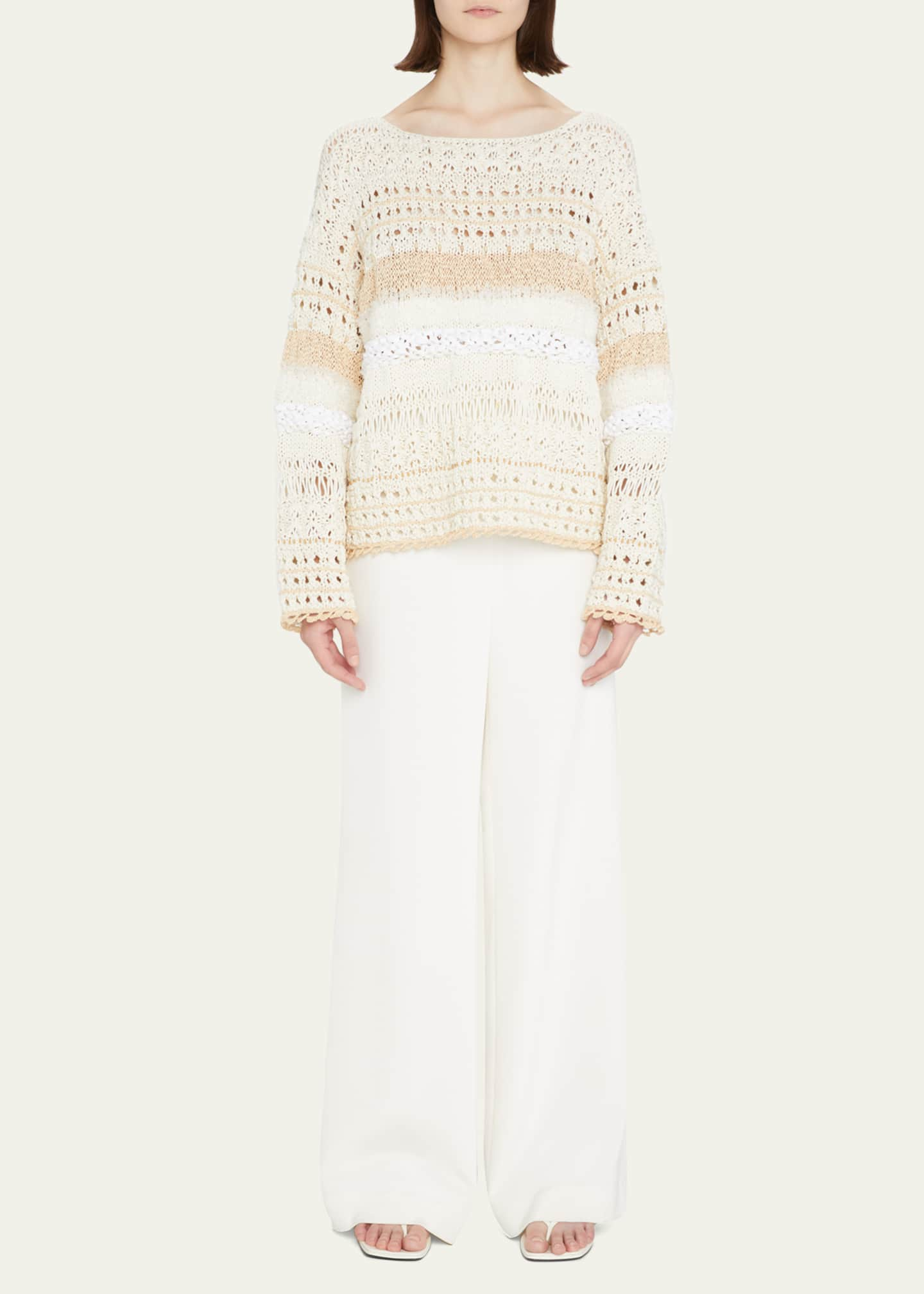 Lafayette 148 New York Mixed-Stitch Hand-Knit Sweater