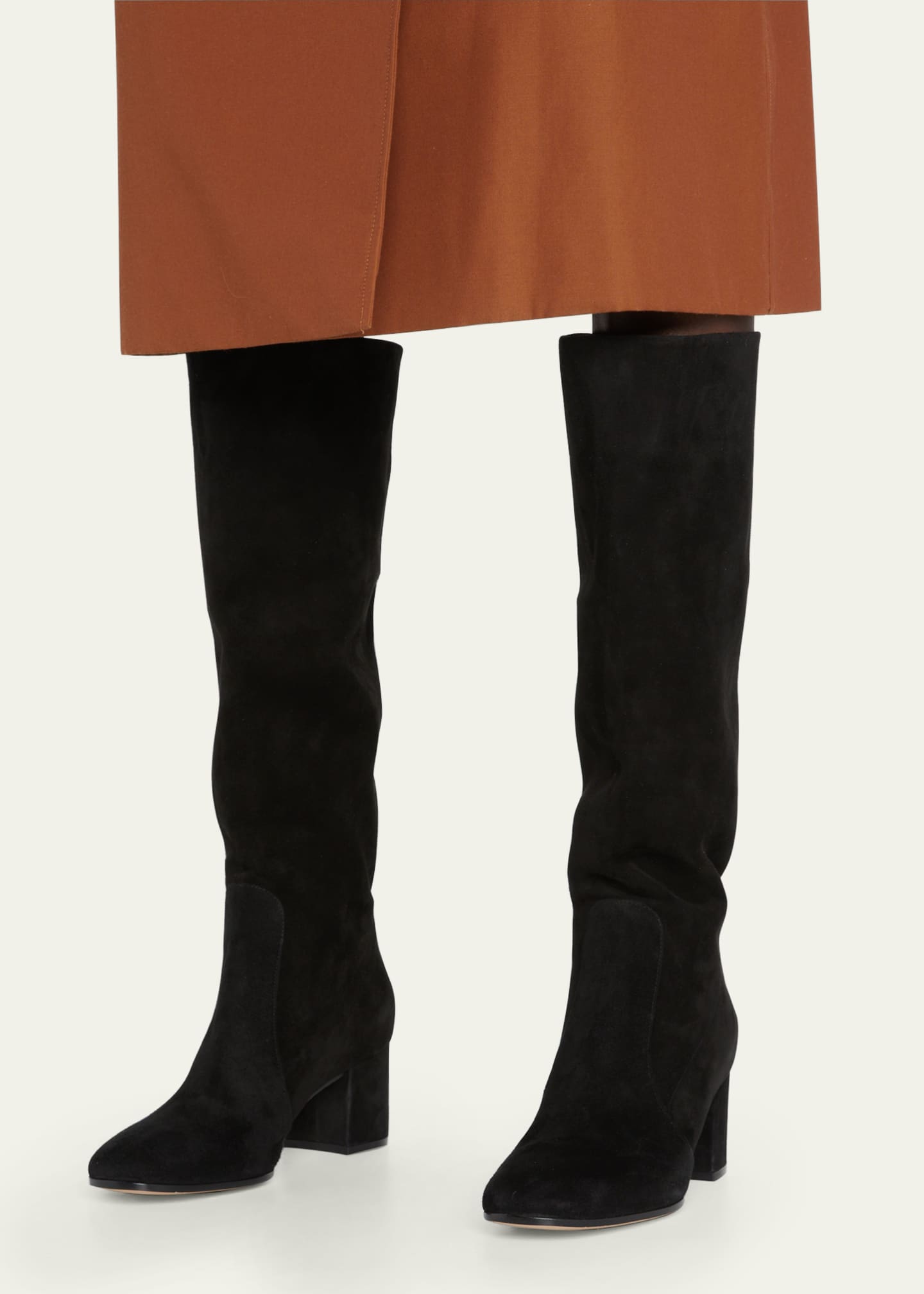 Gianvito Rossi Suede Block-Heel Knee Boots - Bergdorf Goodman