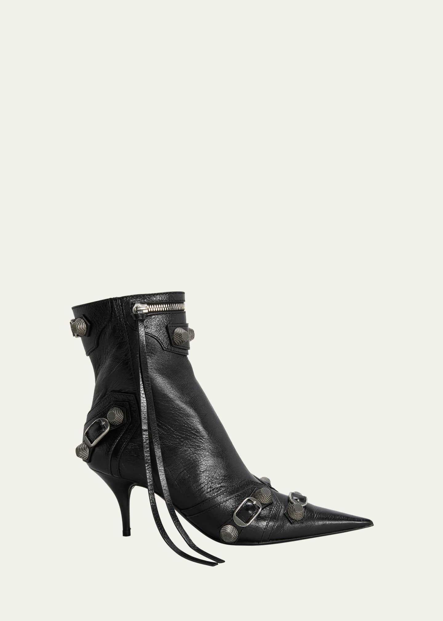 Balenciaga Cagole Lambskin Buckle Zip Ankle Booties Image 1 of 3