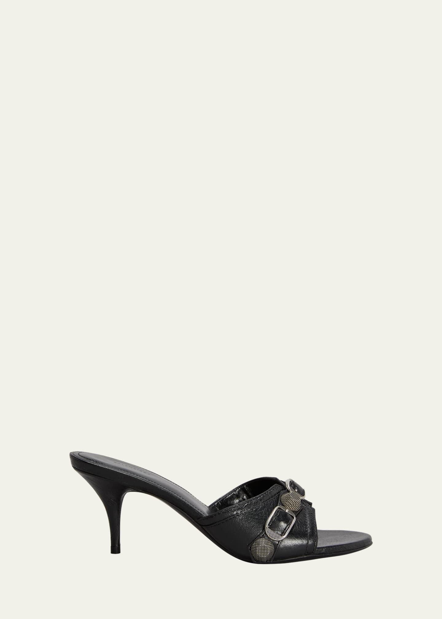 Balenciaga Cagole Lambskin Buckle Slide Sandals - Bergdorf Goodman