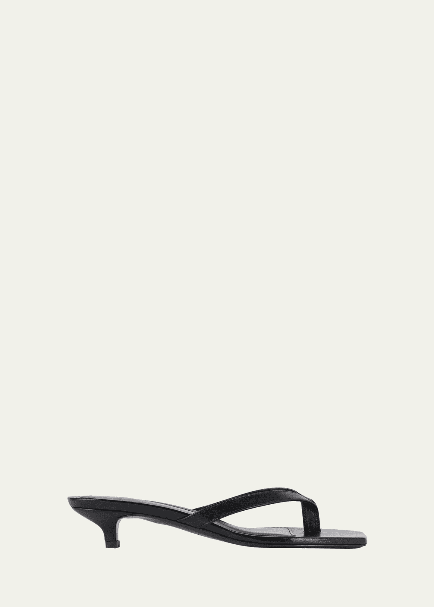 Faux-Leather Kitten-Heel Thong Mule Sandals