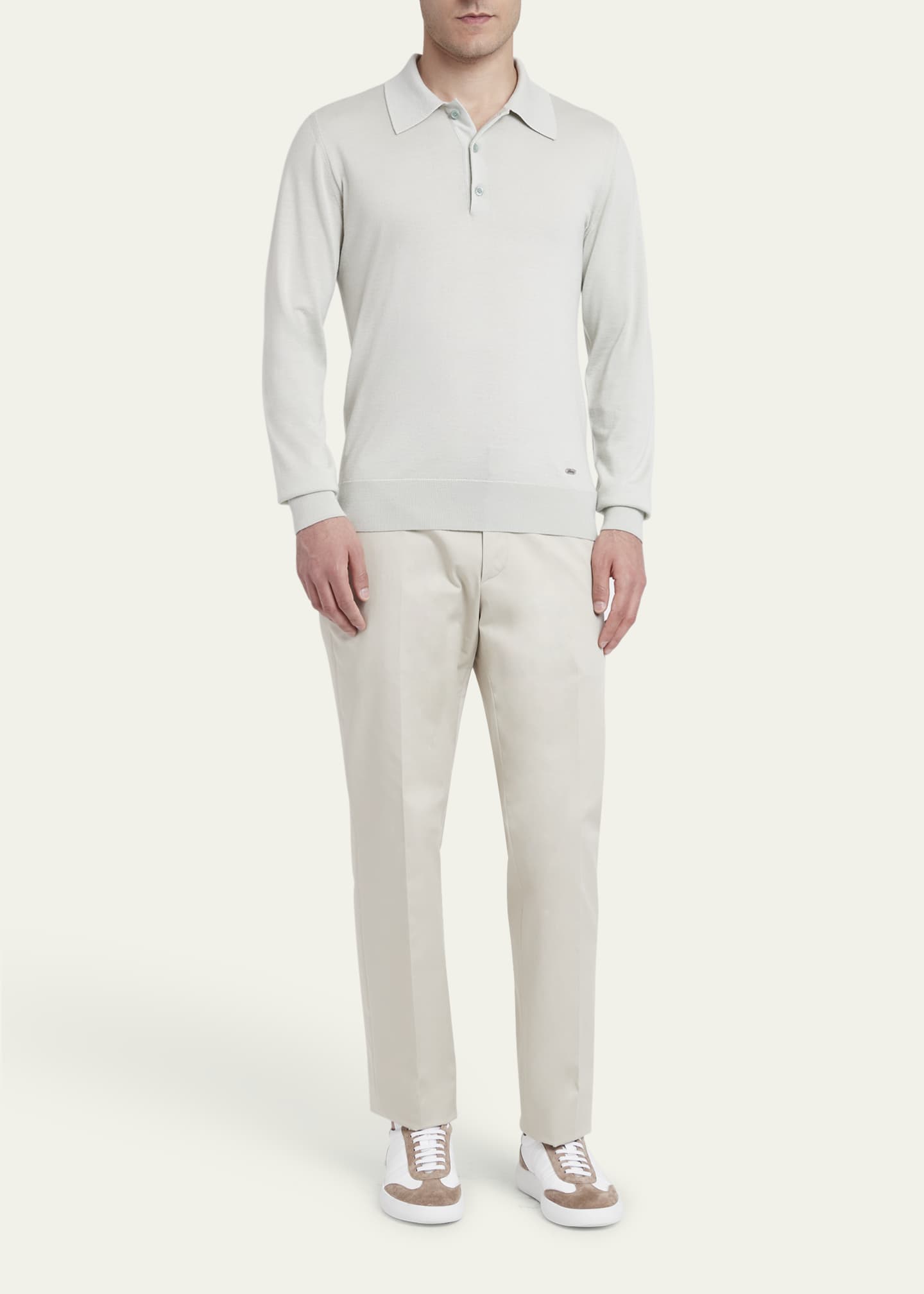 Brioni Men's Cashmere-Silk Polo Shirt - Bergdorf Goodman
