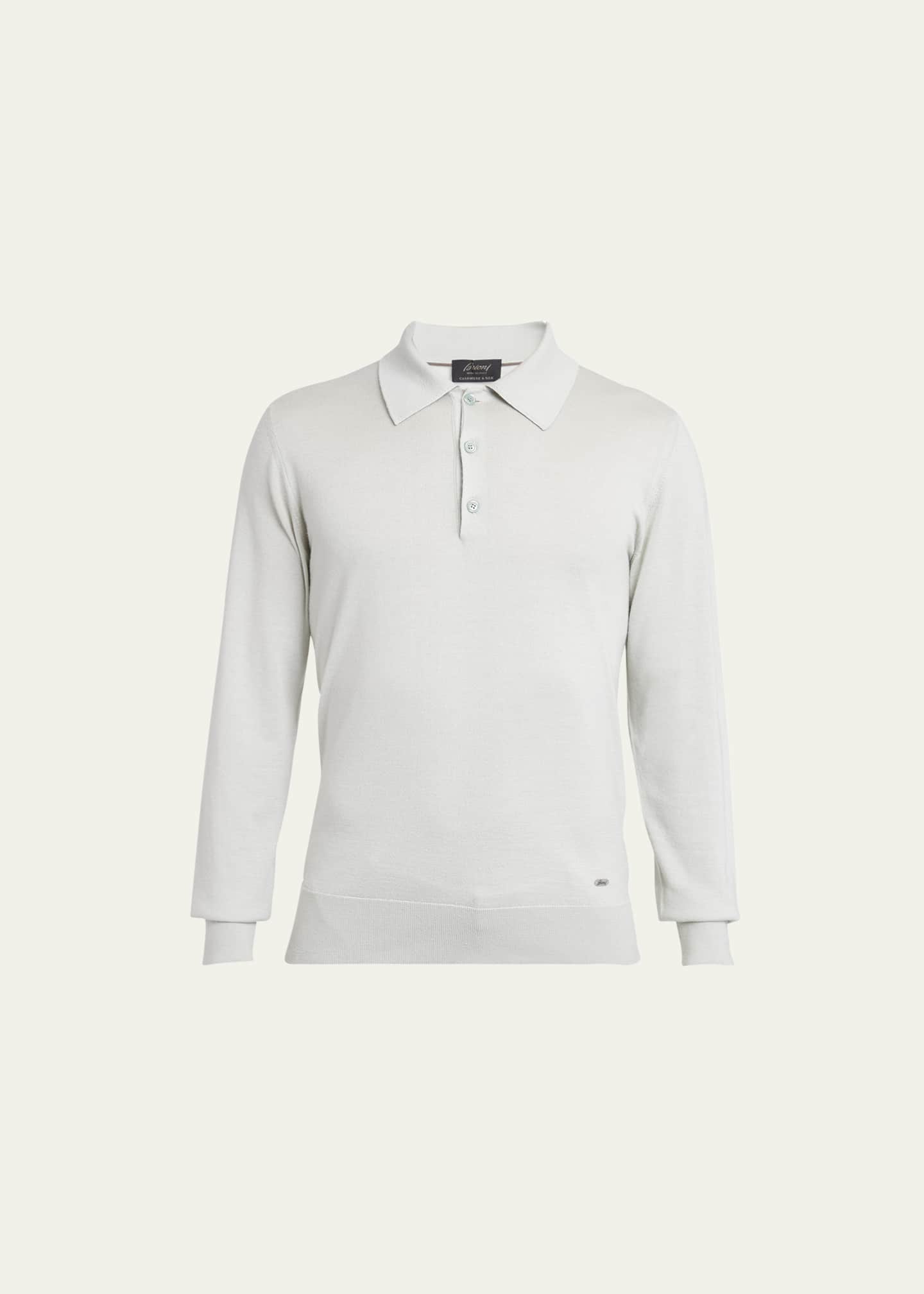 Brioni Men's Cashmere-Silk Polo Shirt Image 1 of 5