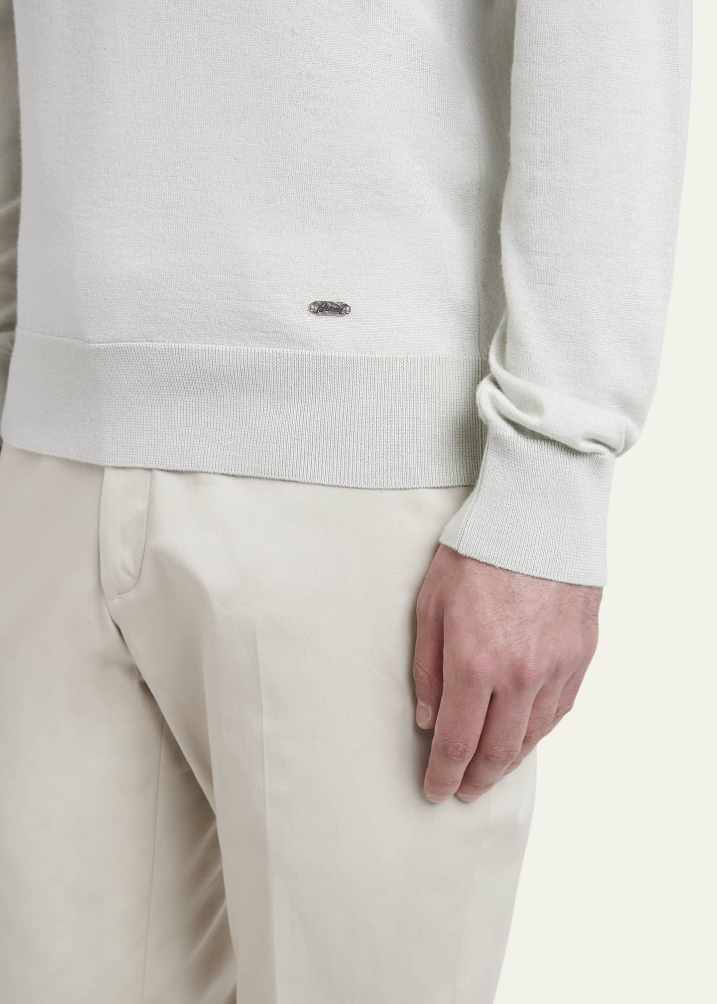 Brioni Men's Cashmere-Silk Polo Shirt Image 5 of 5