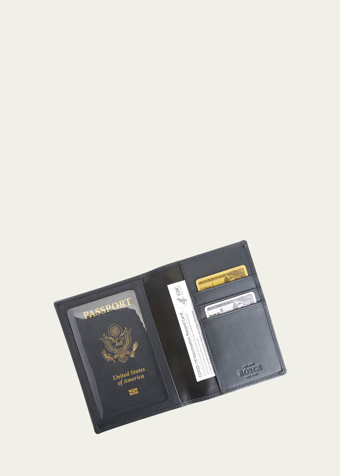 ROYCE New York Personalized Leather RFID-Blocking Passport Wallet with Vaccine Card Pocket Image 2 of 2