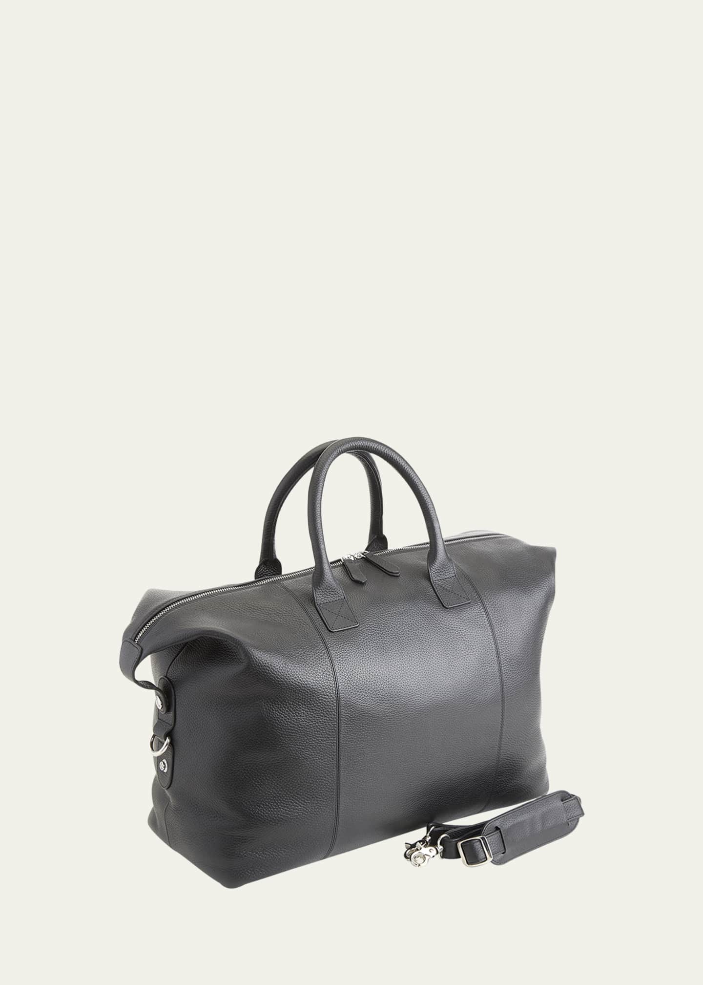 ROYCE New York Monogrammed Leather Duffel Bag with Suitcase Handle Strap Image 4 of 4