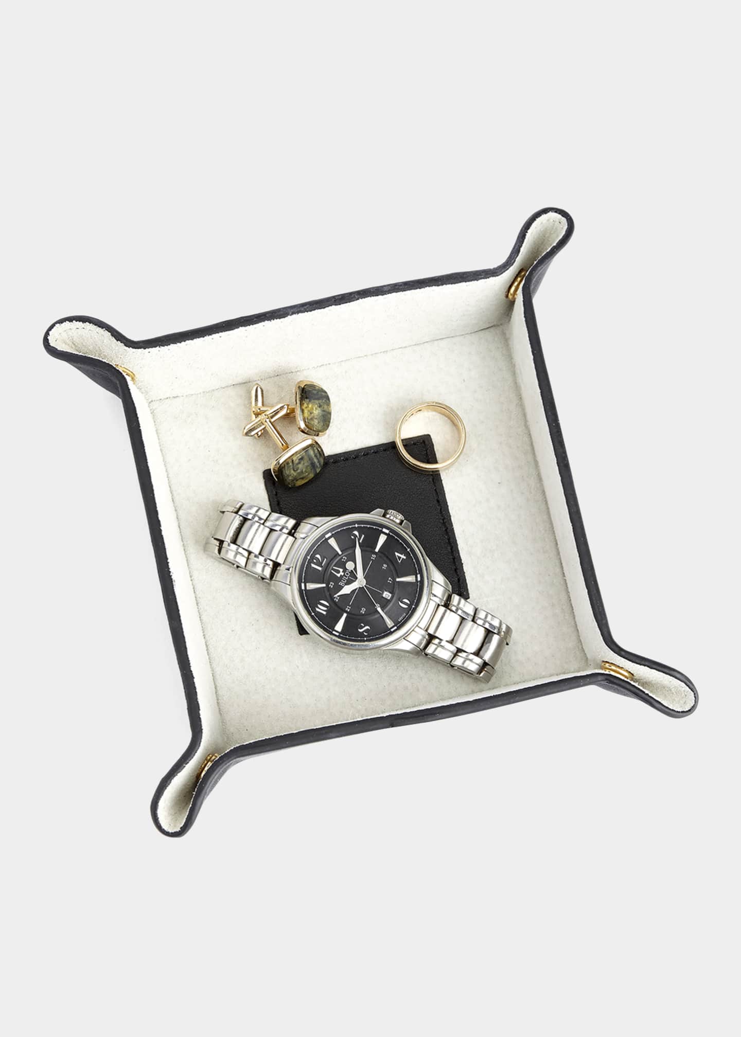 ROYCE New York Personalized Suede & Leather Catchall Valet Tray Image 1 of 3