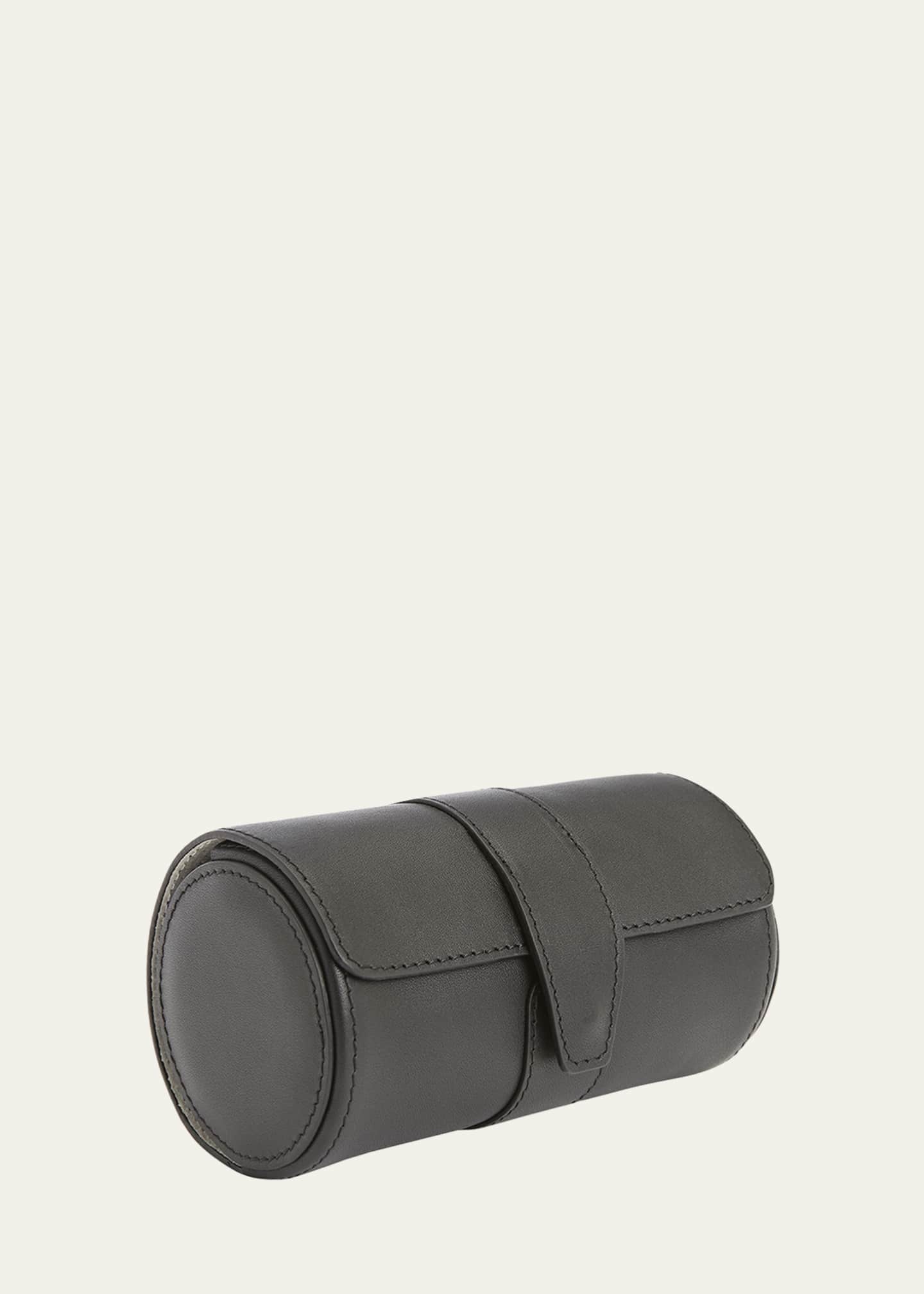 ROYCE New York Personalized Suede-Lined Leather Double Watch Roll Image 4 of 4