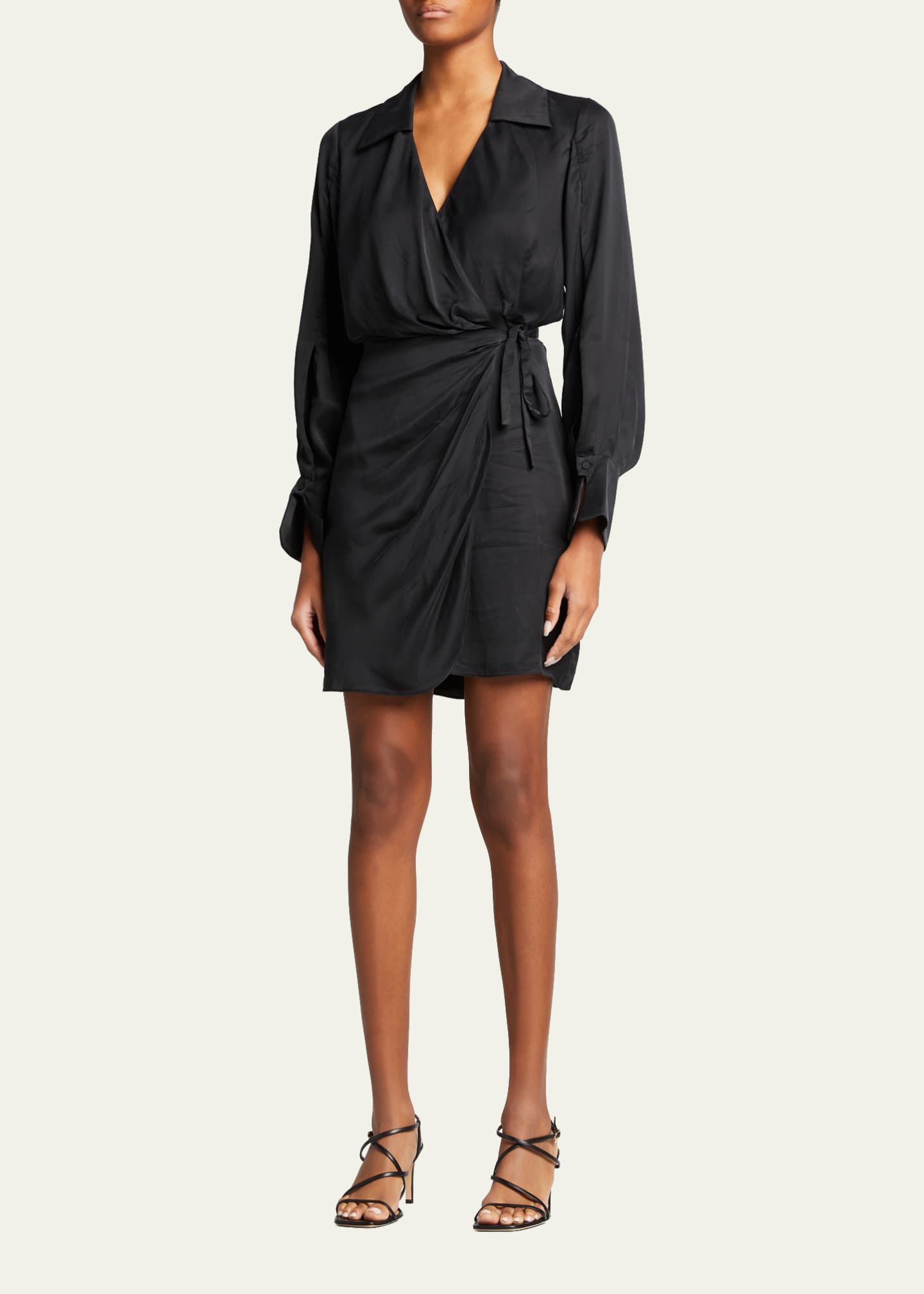 SIMKHAI Destiny Essentials Long-Sleeve Wrap Dress - Bergdorf Goodman