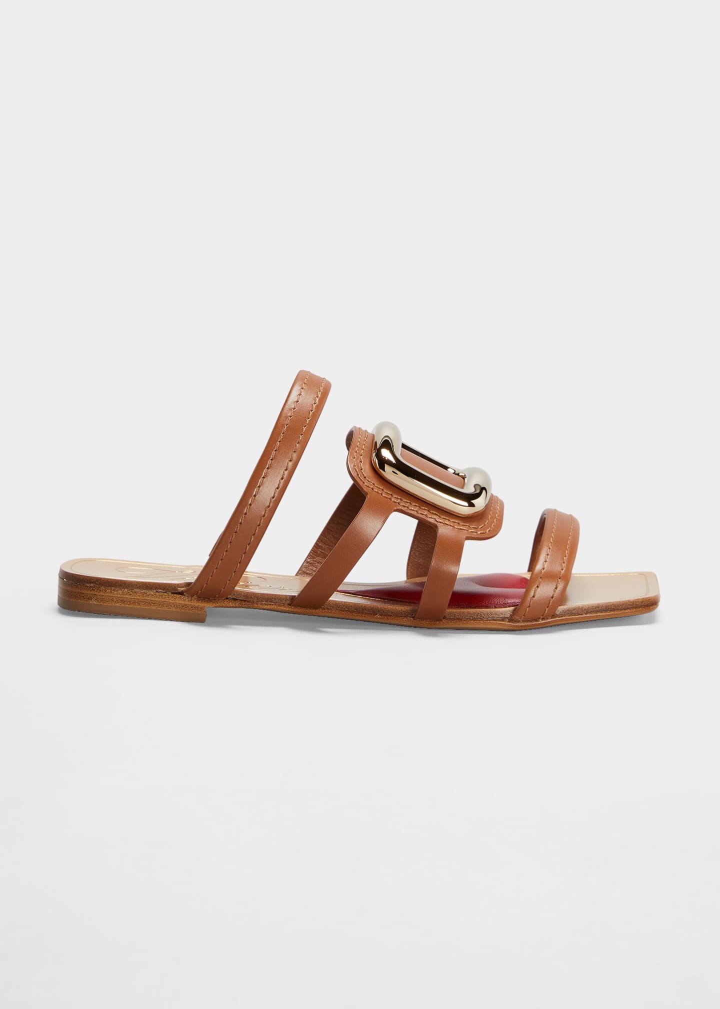 Roger Vivier Gladiator Leather Buckle Flat Sandals Bergdorf Goodman 