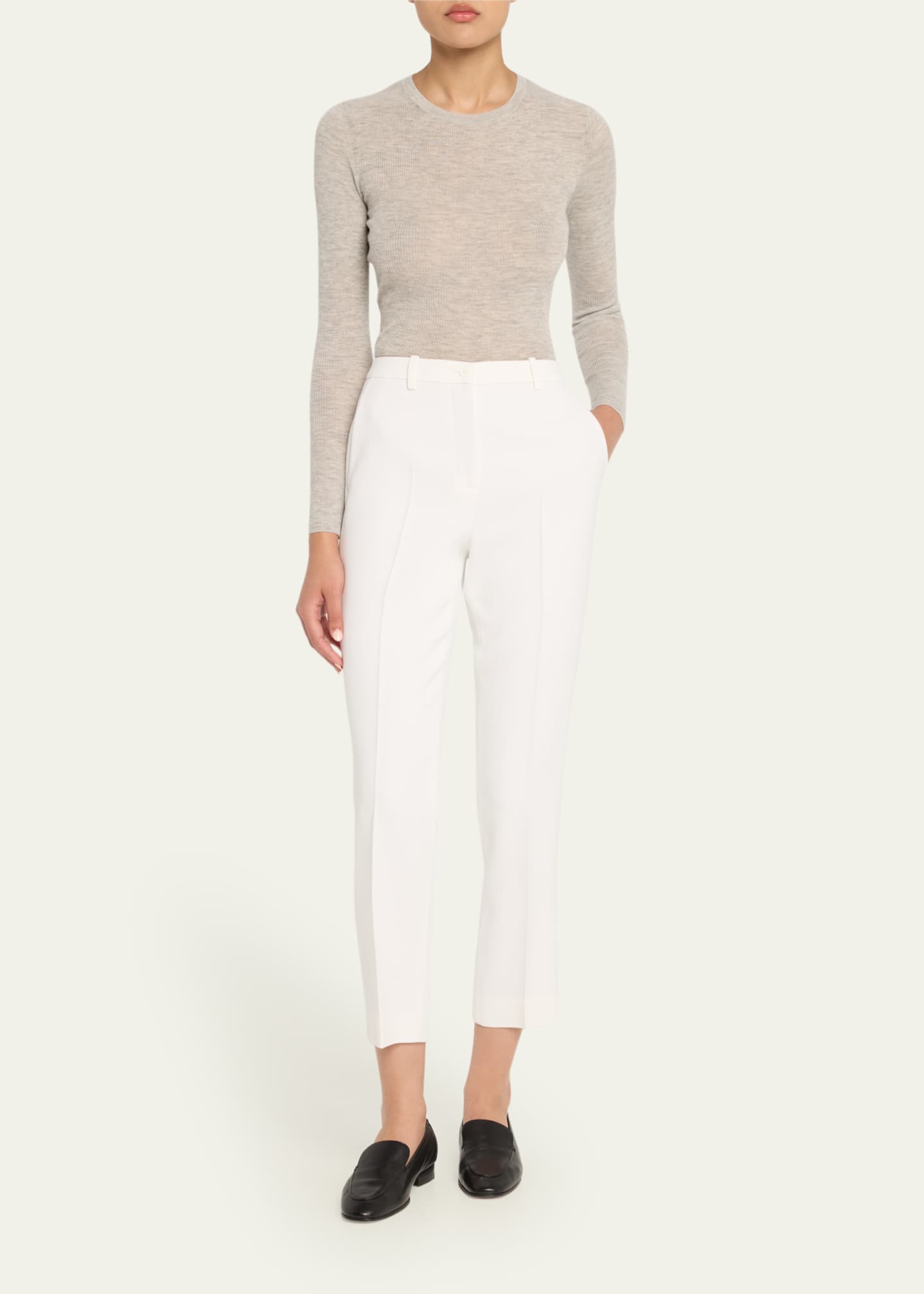 Michael Kors Collection Hutton Ribbed Cashmere Pullover Image 2 of 5