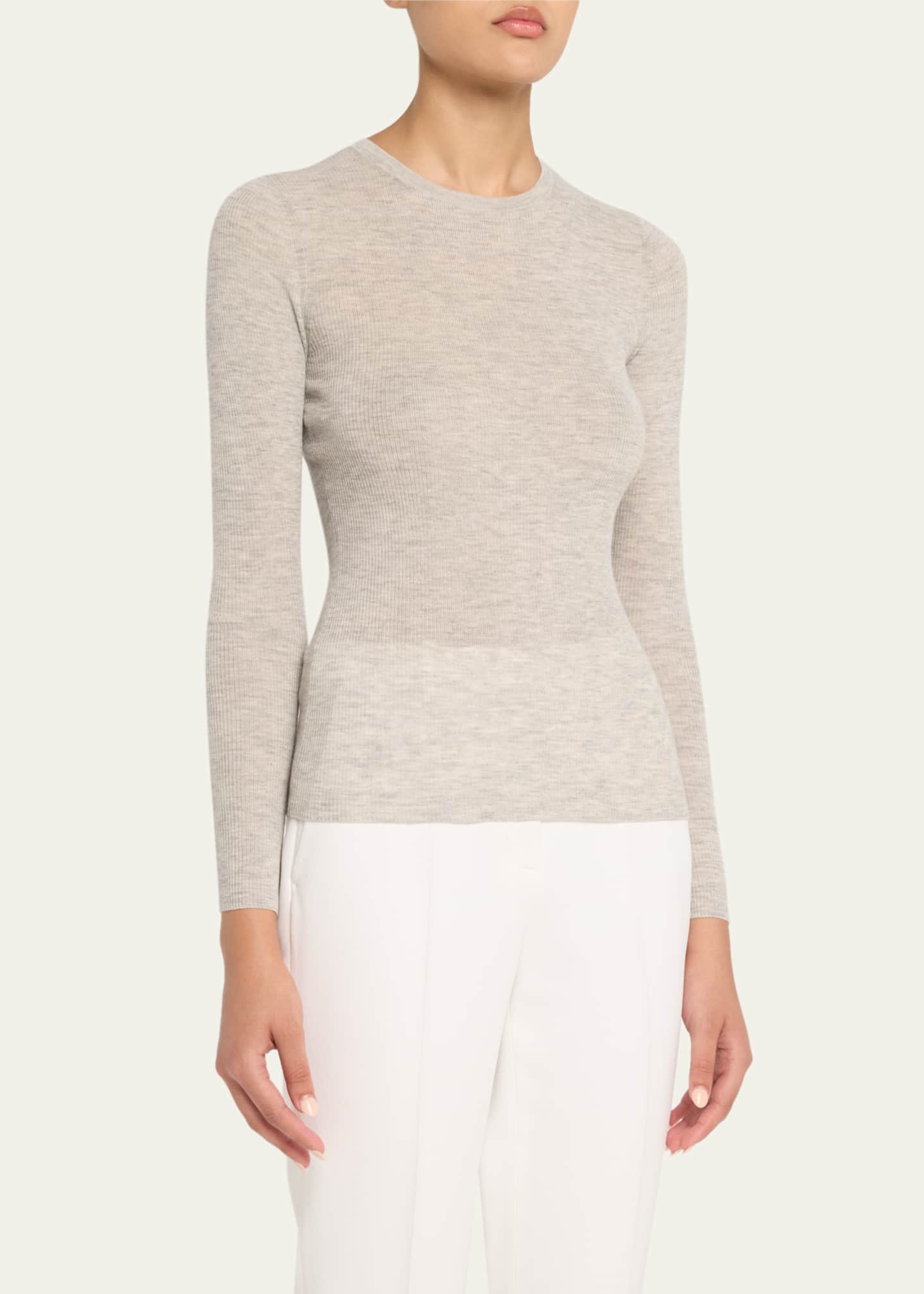 Michael Kors Collection Hutton Ribbed Cashmere Pullover Image 4 of 5
