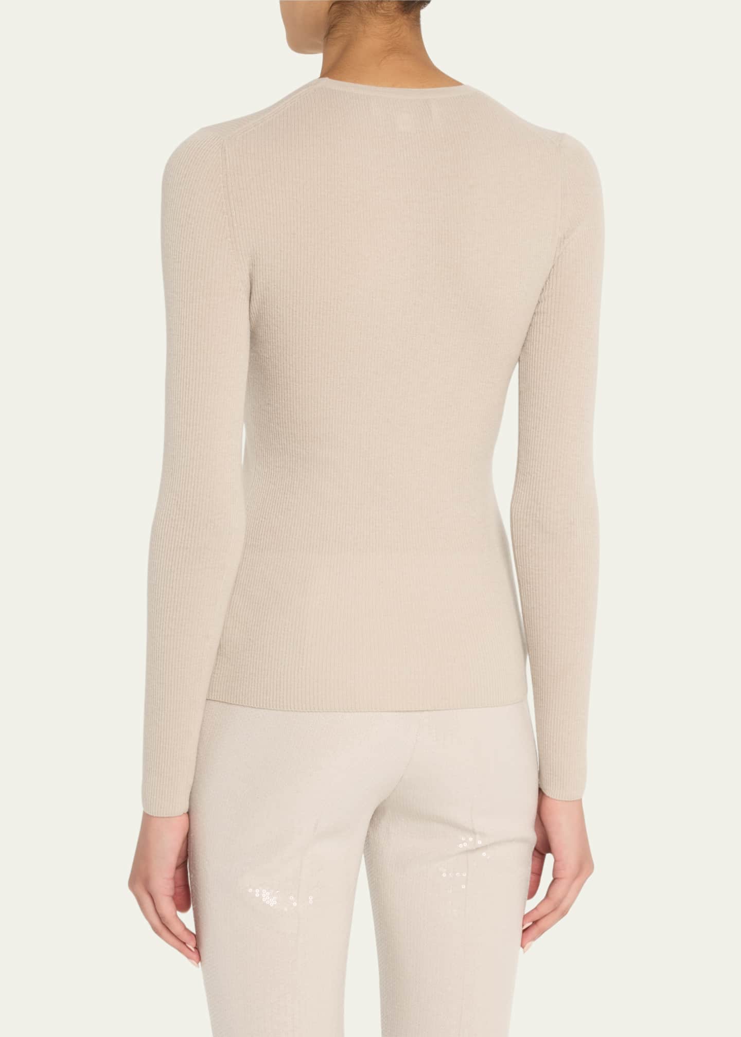 Michael Kors Collection Hutton Ribbed Cashmere Pullover Image 3 of 5