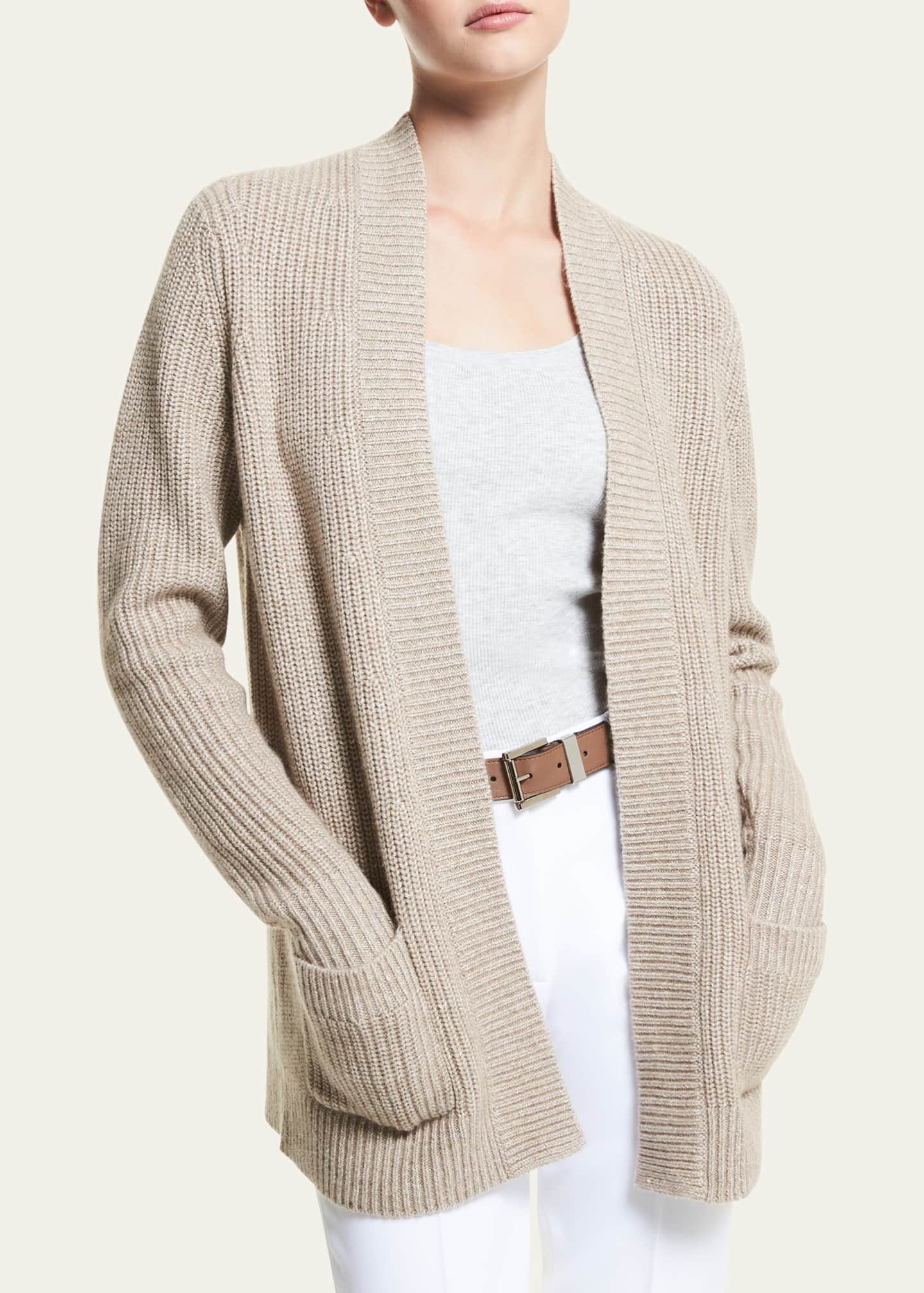 Michael Kors Collection Open-Front Ribbed Cashmere Shaker Cardigan -  Bergdorf Goodman