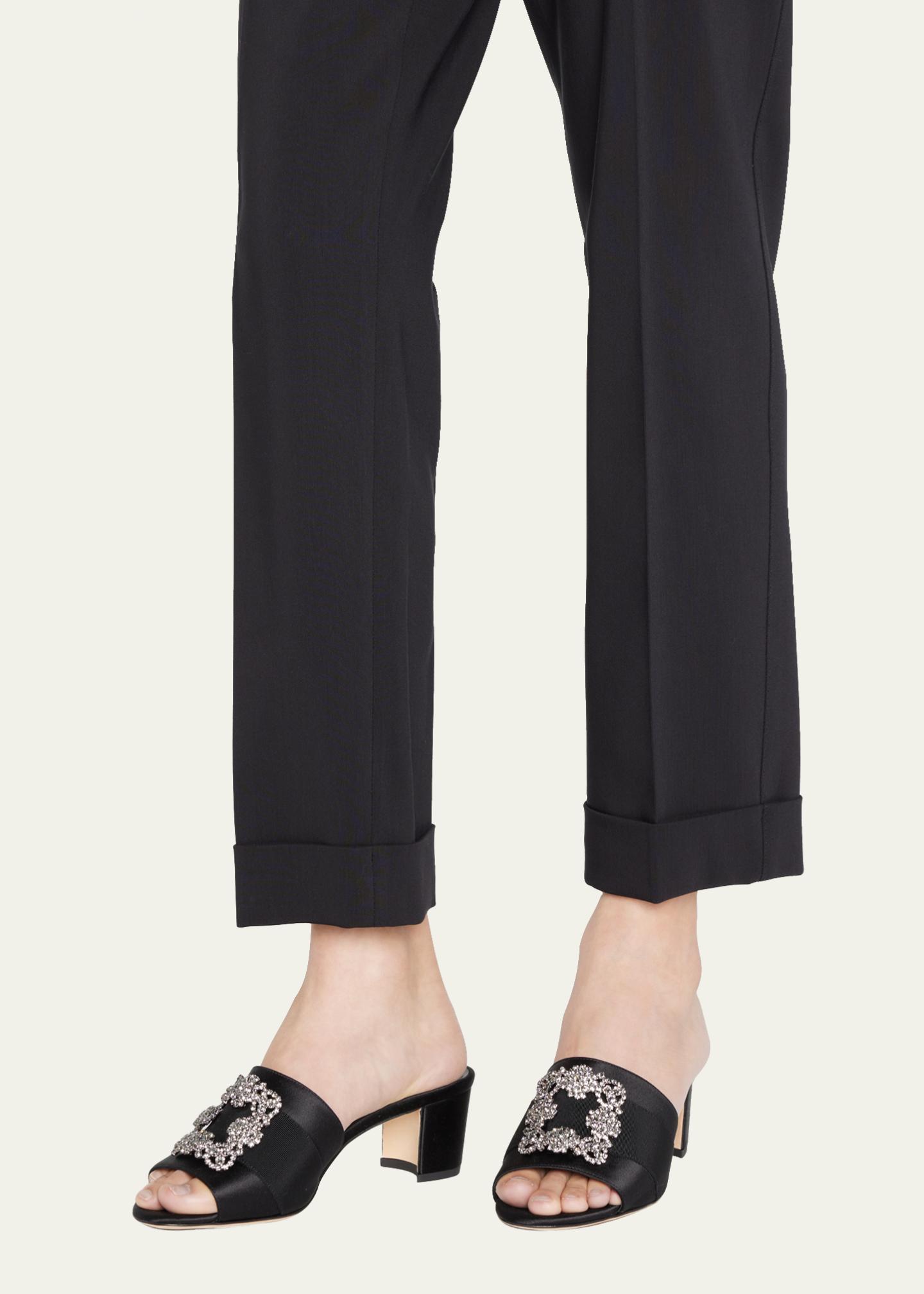 Manolo Blahnik Marta Crystal Buckle Silk Sandals - Bergdorf Goodman
