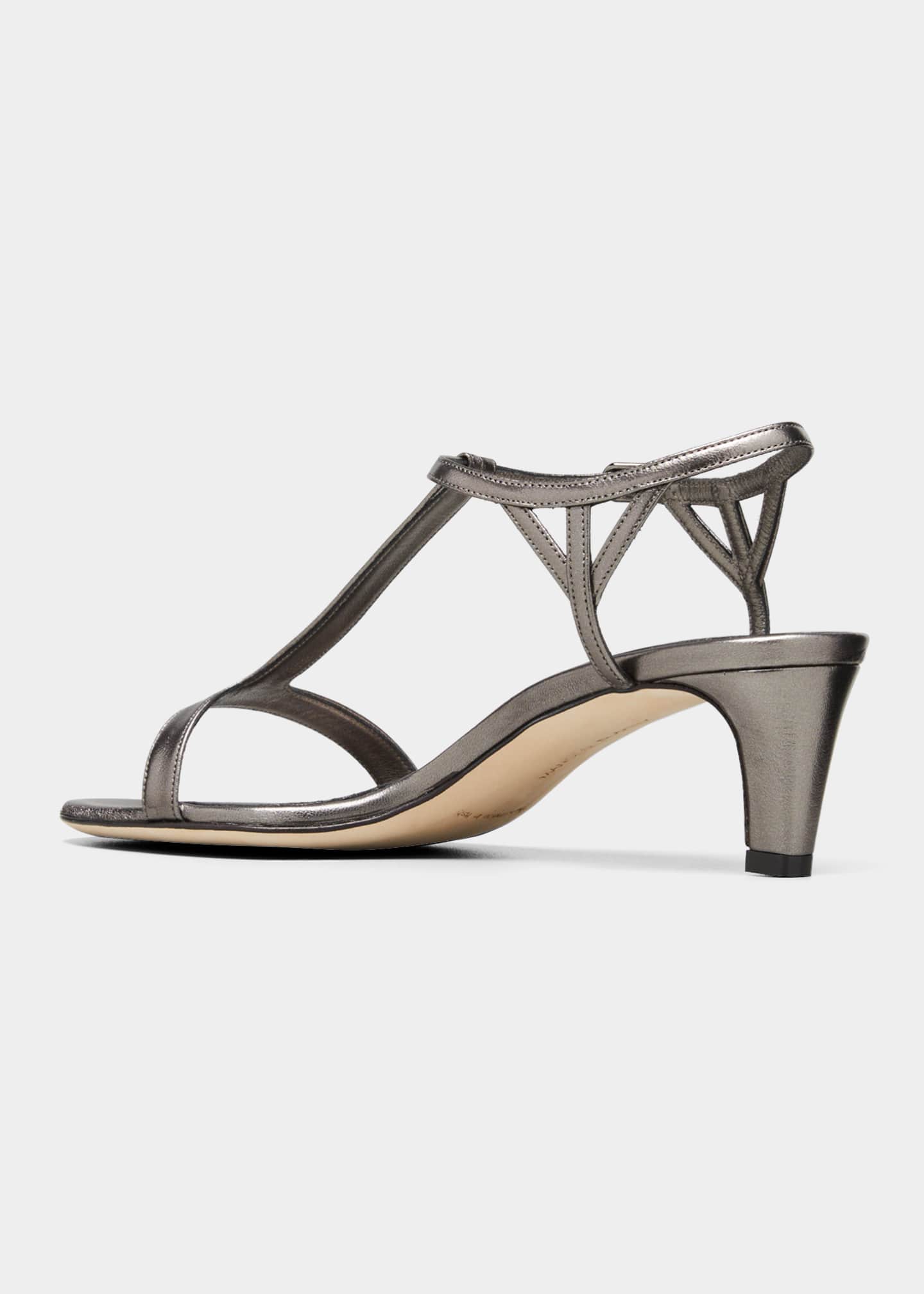 Manolo Blahnik Hulanergapla Metallic Leather Kitten-Heel Sandals