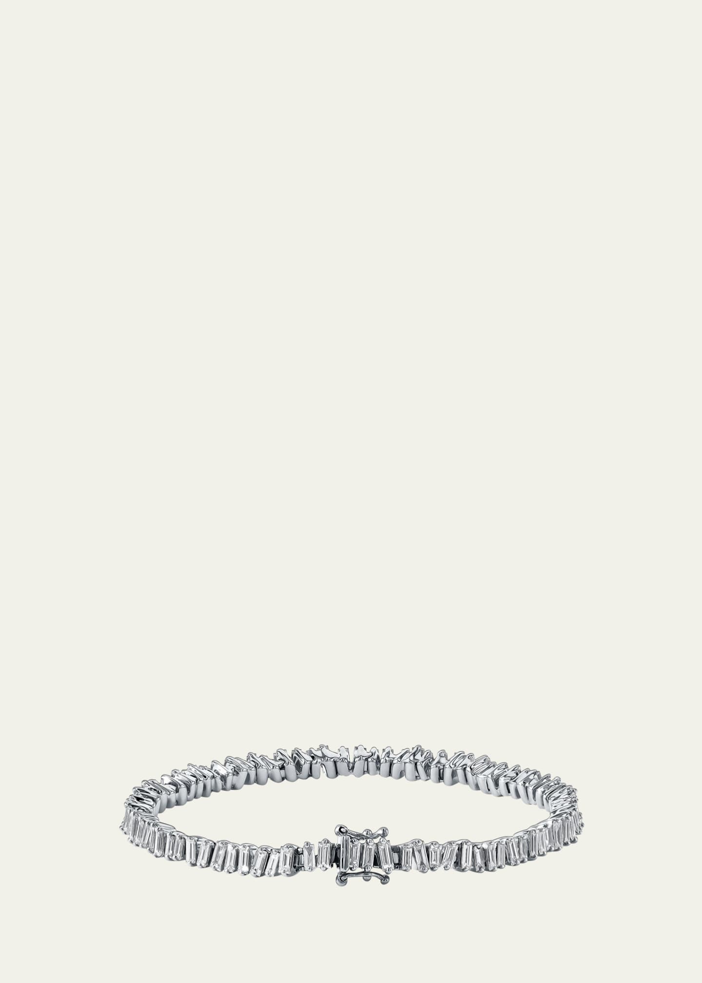 Suzanne Kalan 18K White Gold Fireworks Baguette Diamond Tennis Bracelet Image 2 of 4