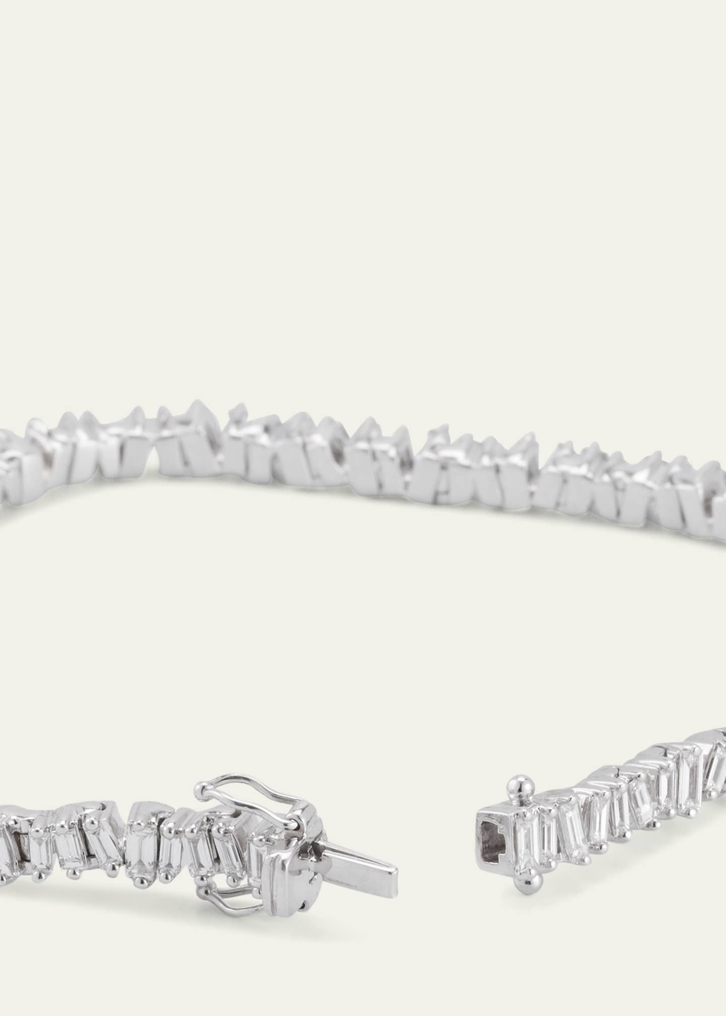 Suzanne Kalan 18K White Gold Fireworks Baguette Diamond Tennis Bracelet Image 4 of 4