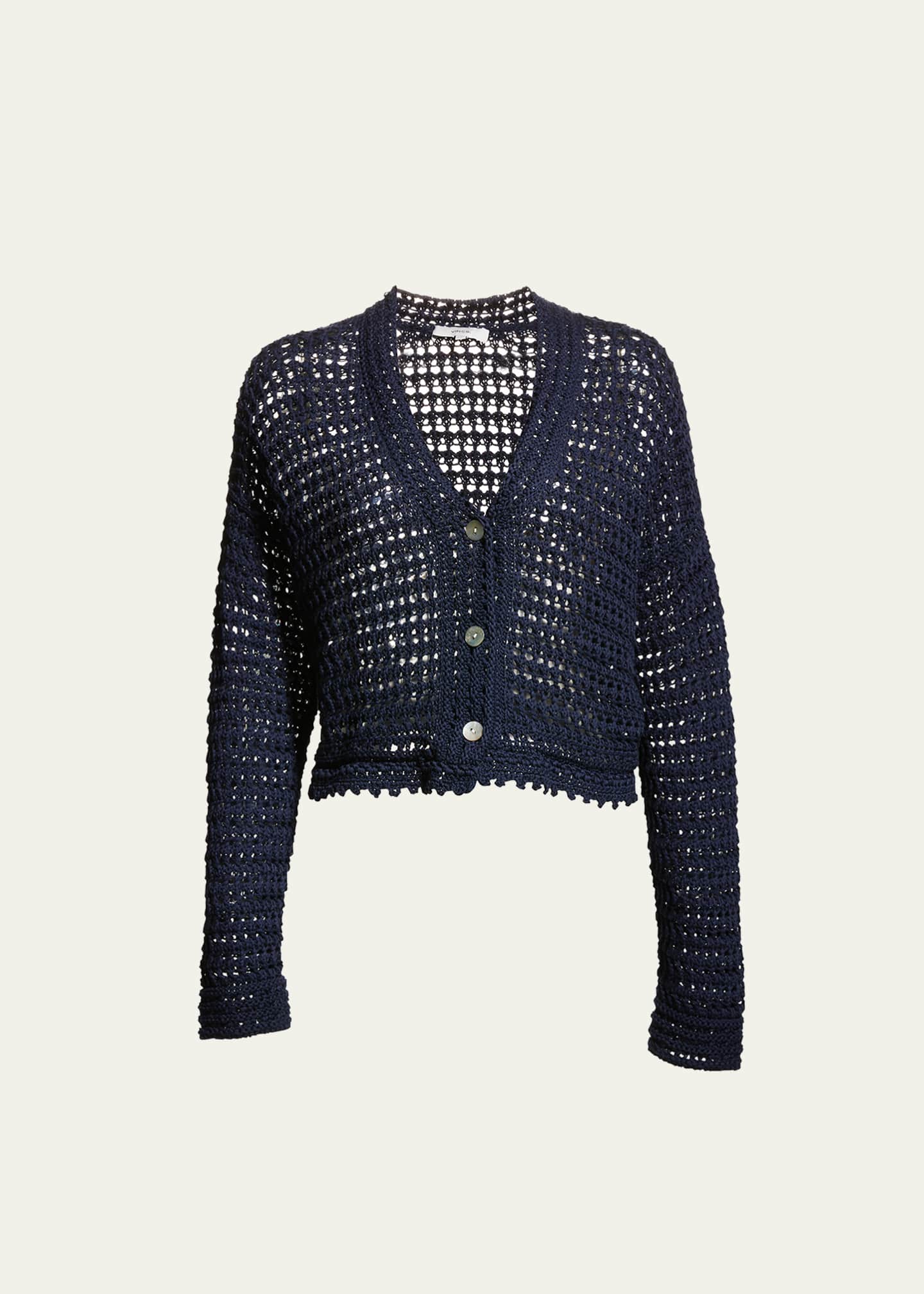Vince VNeck Crochet Cardigan Bergdorf Goodman