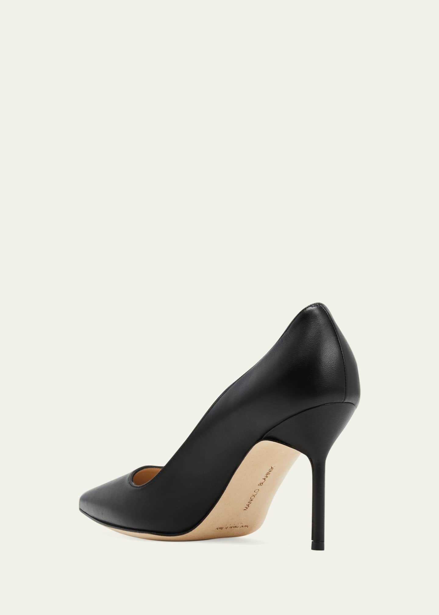 Manolo Blahnik Lambskin Leather Stiletto Pumps Image 4 of 5
