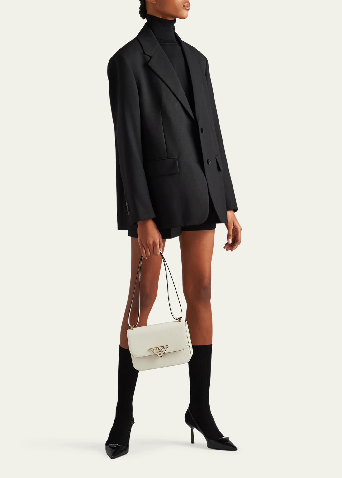 Prada Triangle Logo Flap Leather Crossbody Bag