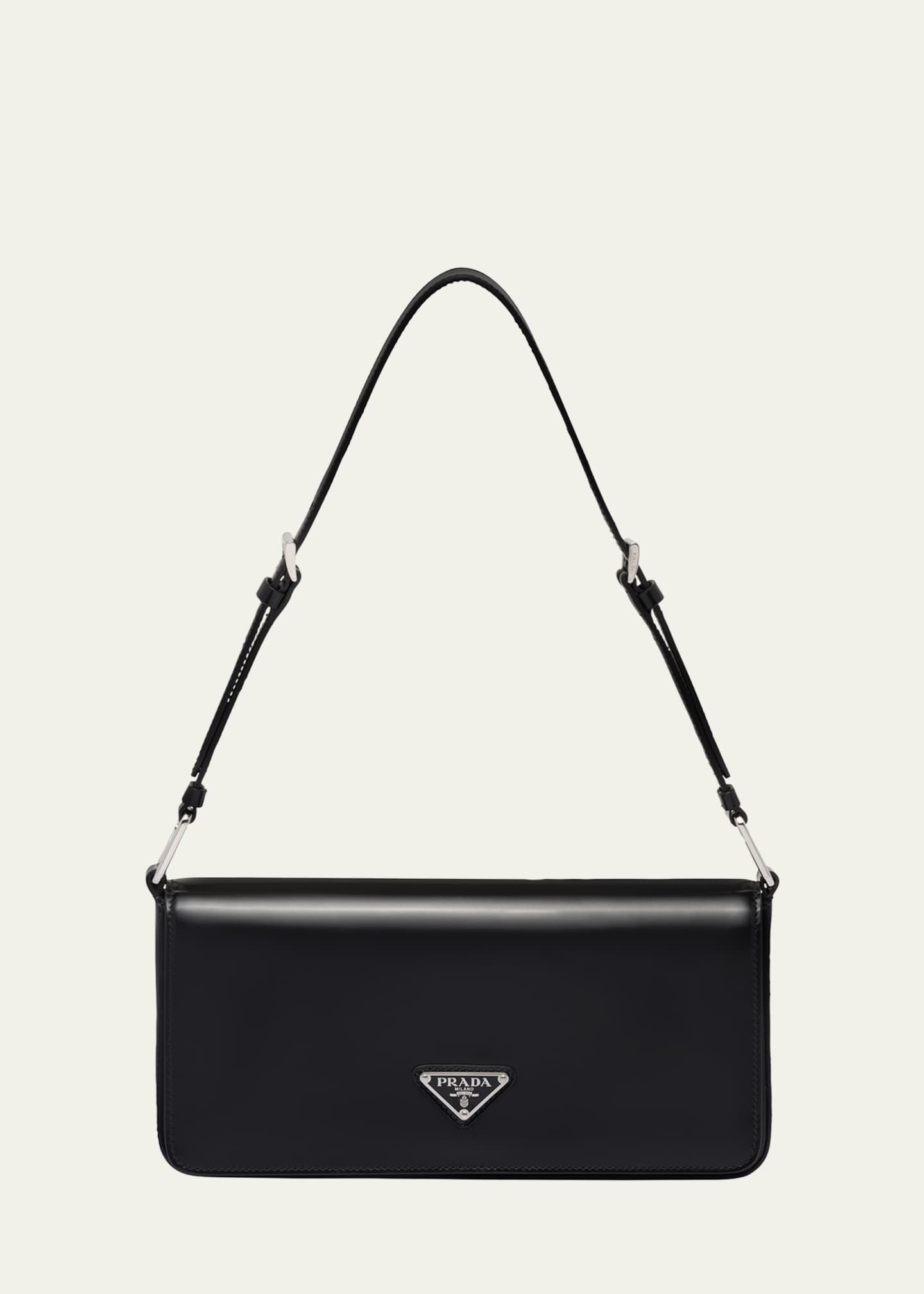 Prada Triangle Logo Brushed Leather Shoulder Bag Image 1 of 3