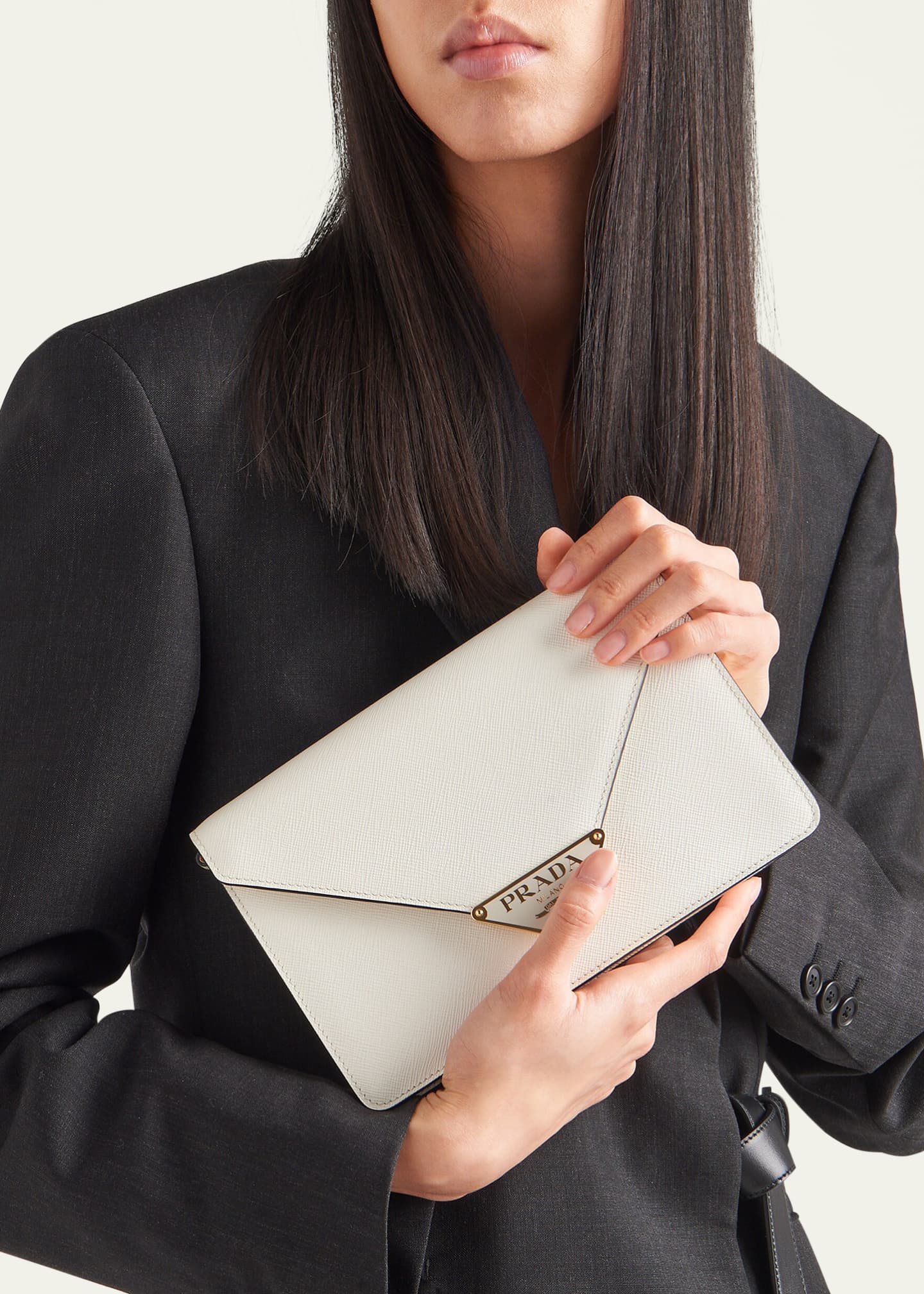 Prada Mini Triangle Logo Envelope Flap Crossbody Bag Image 2 of 5