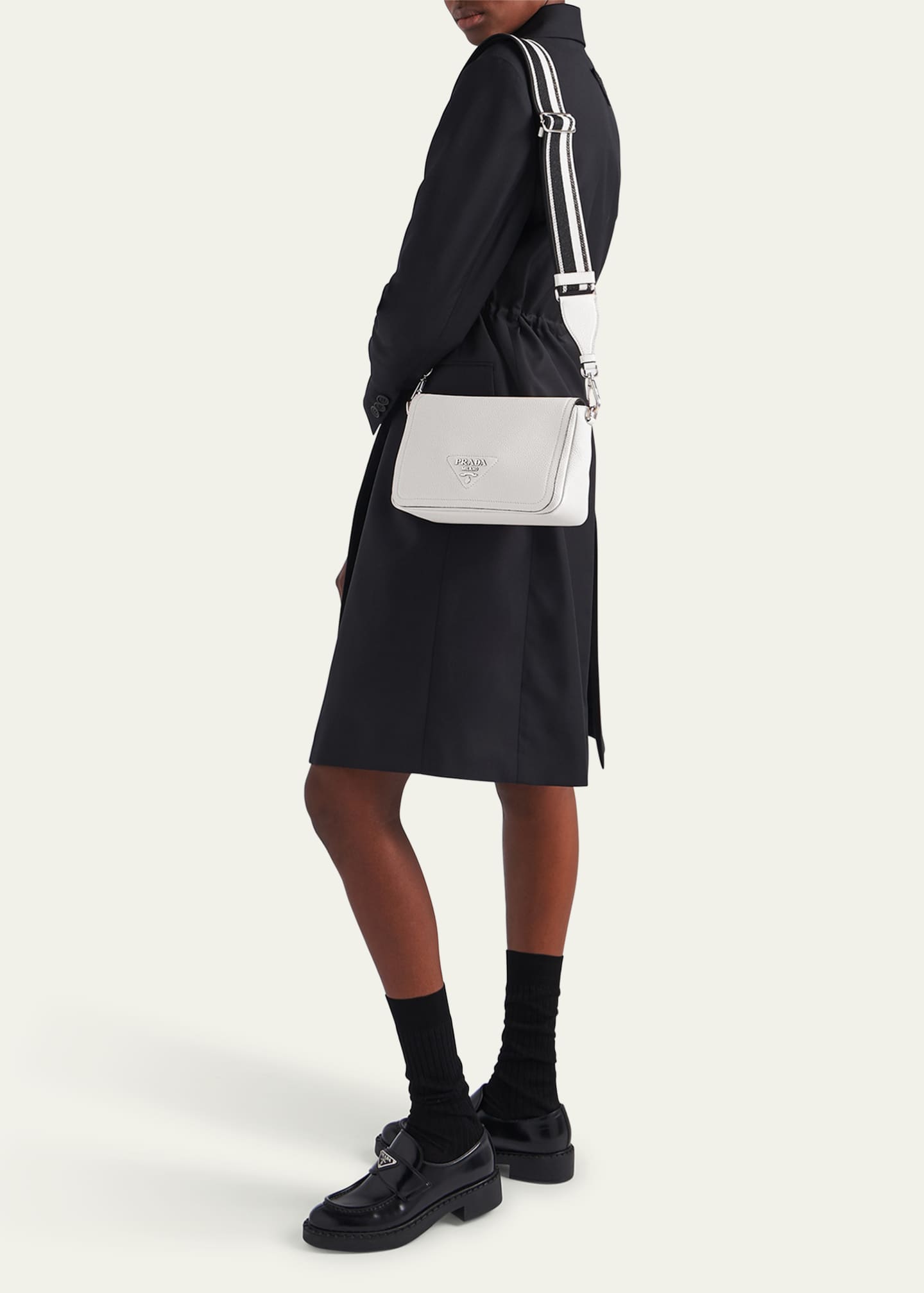 Prada Small Logo Soft Leather Shoulder Bag Image 4 of 4