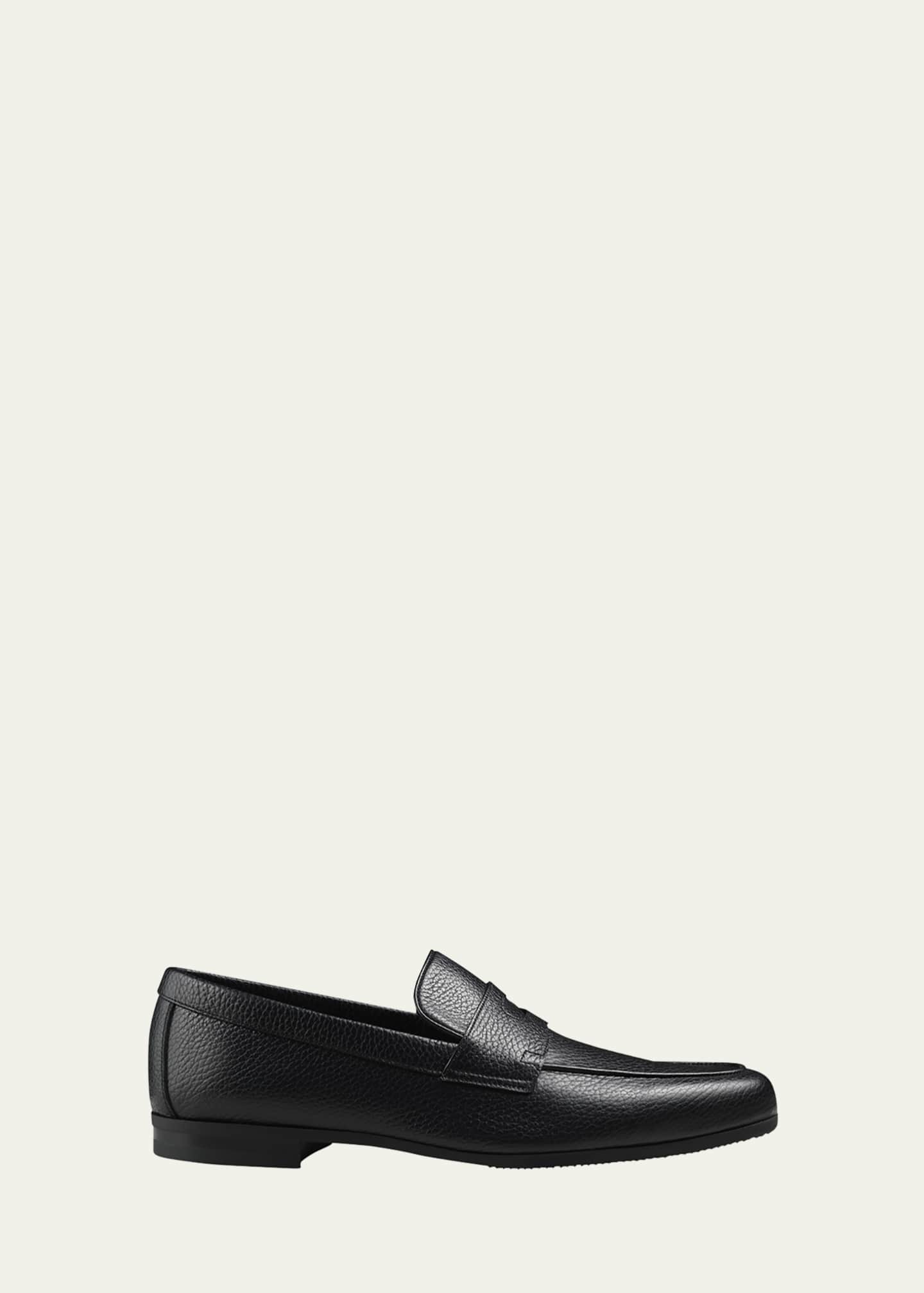 John Lobb Men's Thorne Soft Textured Leather Penny Loafers
