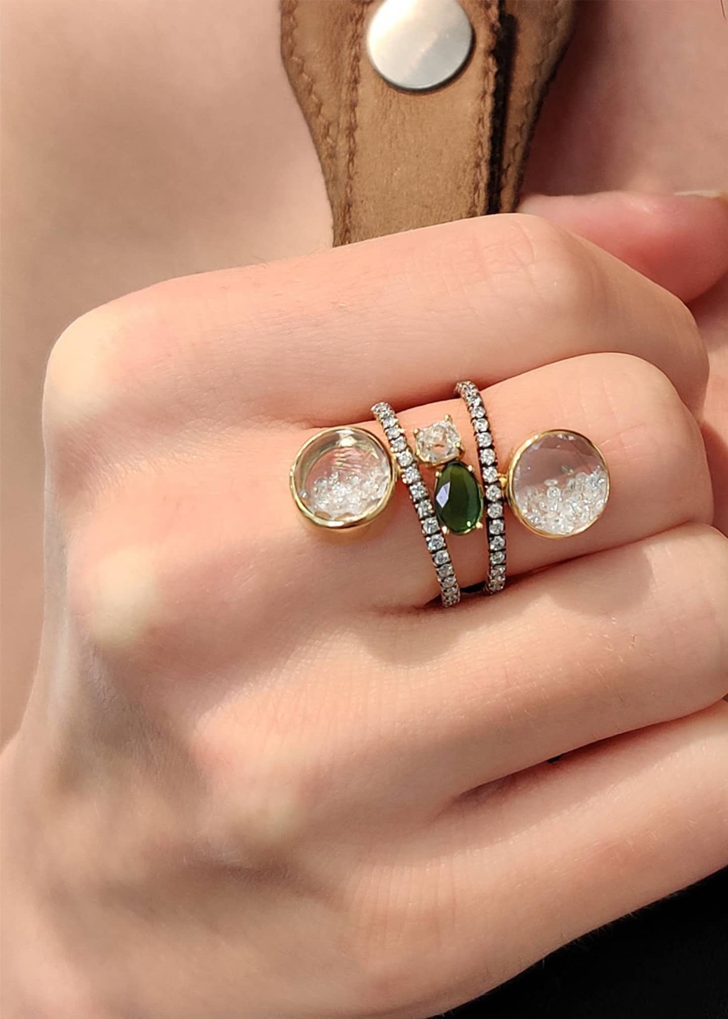 Moritz Glik Diamonds Set and Enclosed in Double White Sapphire Shaker Ring Bergdorf Goodman