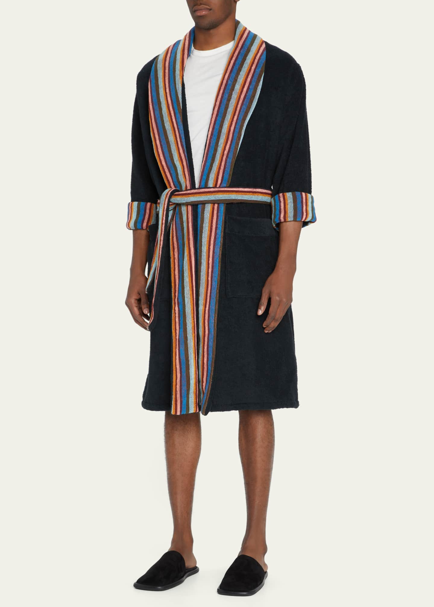 Mens striped towelling dressing gown shop