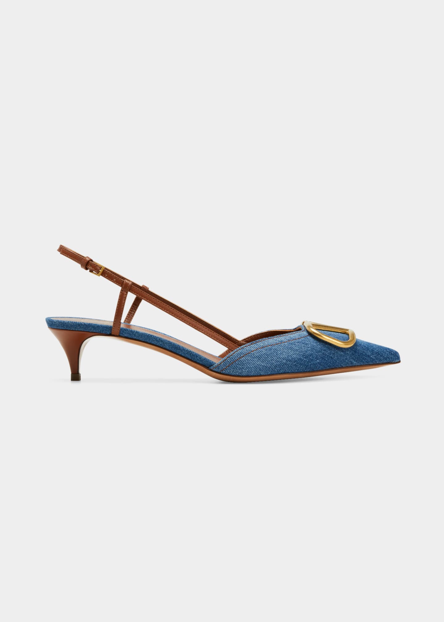 Valentino Garavani VLogo Denim Slingback Pumps - Bergdorf Goodman Valentino Garavani VLogo Denim Slingback Pumps