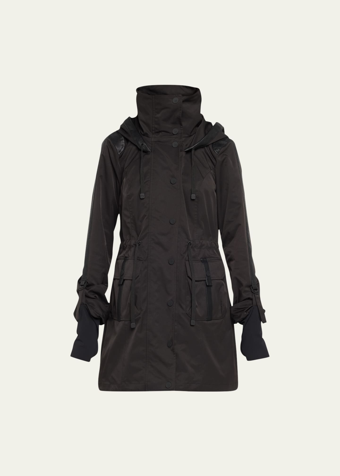 Blanc Noir Solid Hooded Anorak Jacket