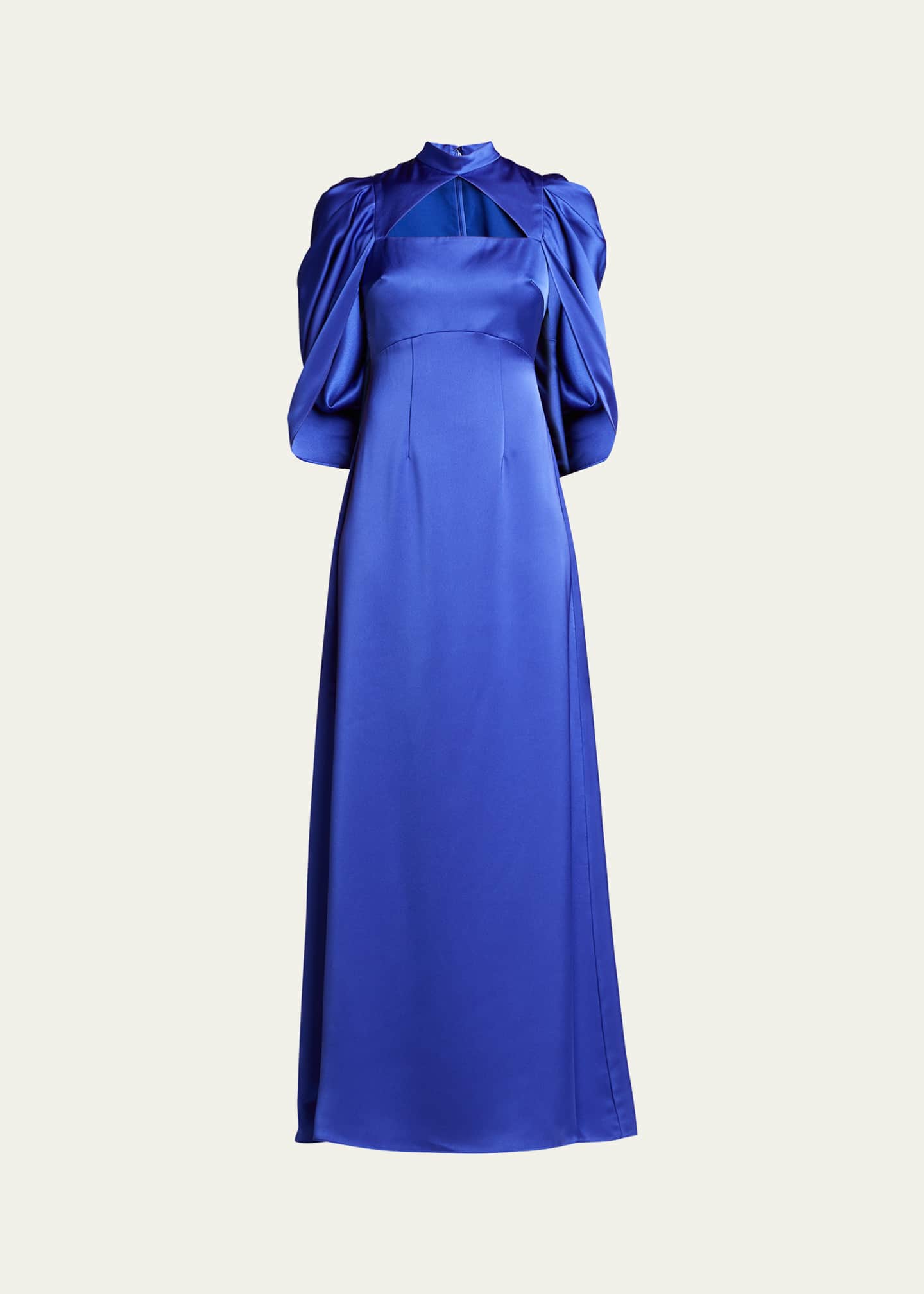 Theia Carrie Draped Cape-Sleeve Gown - Bergdorf Goodman