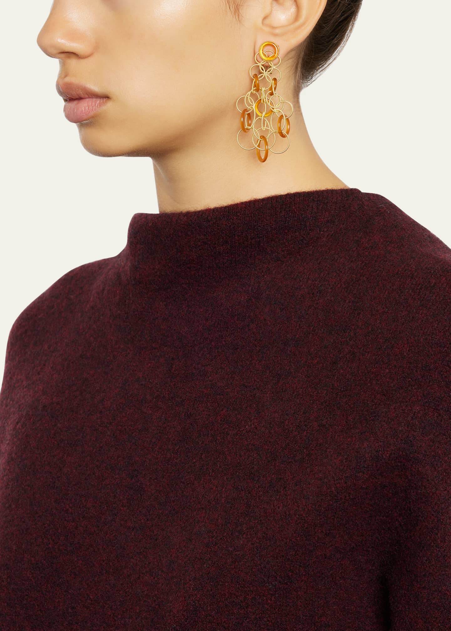 Buccellati Hawaii 18K Gold & Carnelian Pendant Earrings, 7cm Image 2 of 4