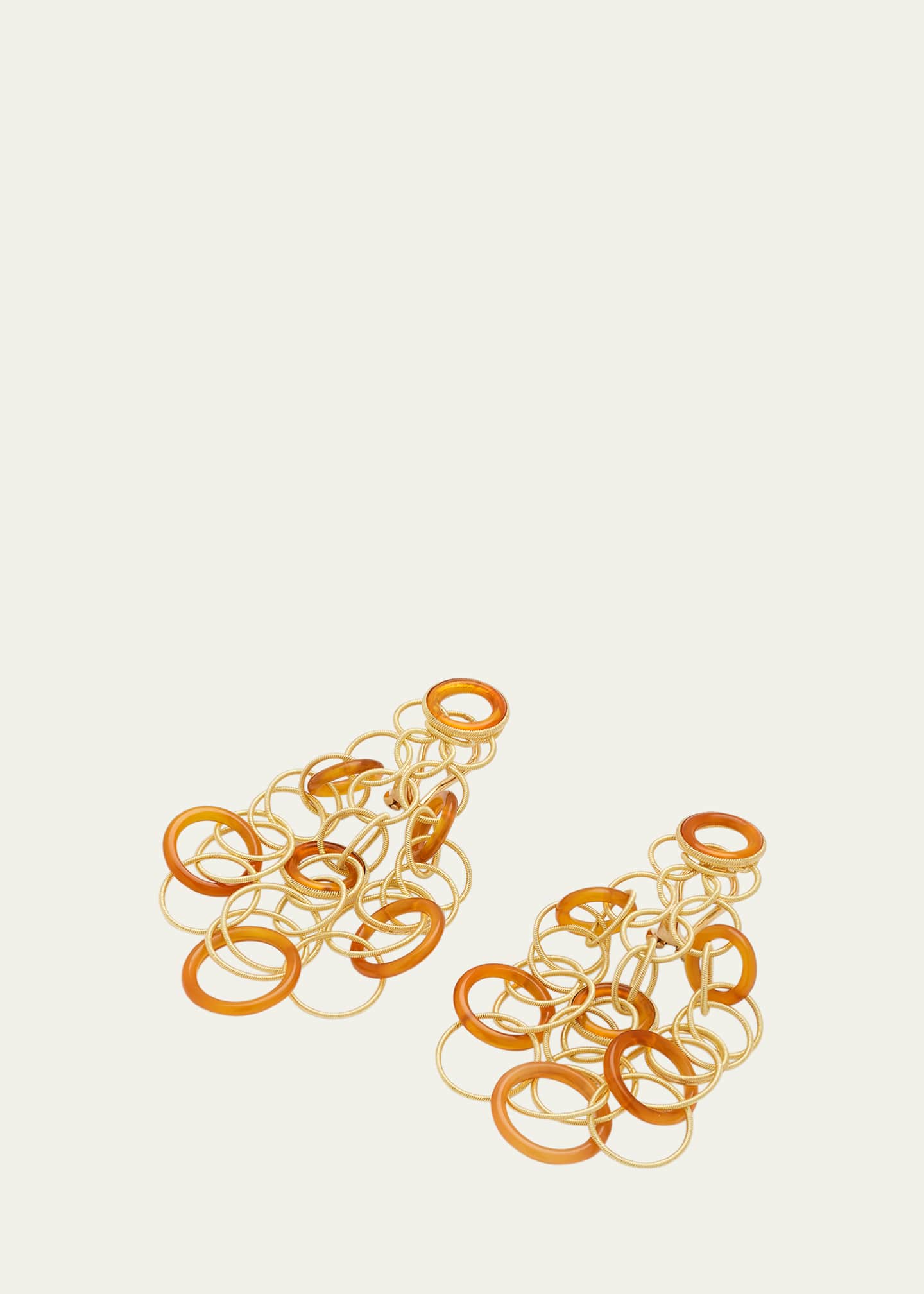 Buccellati Hawaii 18K Gold & Carnelian Pendant Earrings, 7cm Image 3 of 4