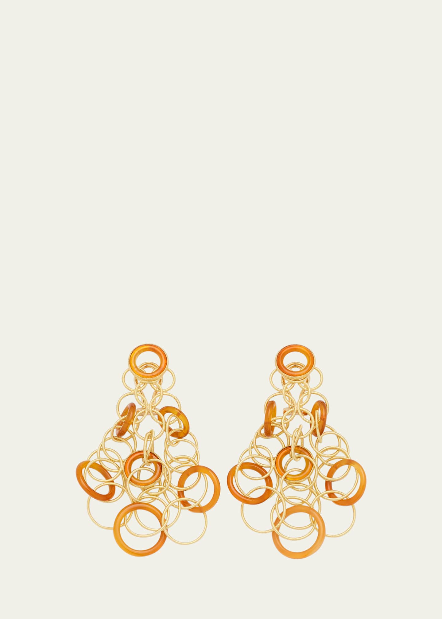 Buccellati Hawaii 18K Gold & Carnelian Pendant Earrings, 7cm Image 1 of 4