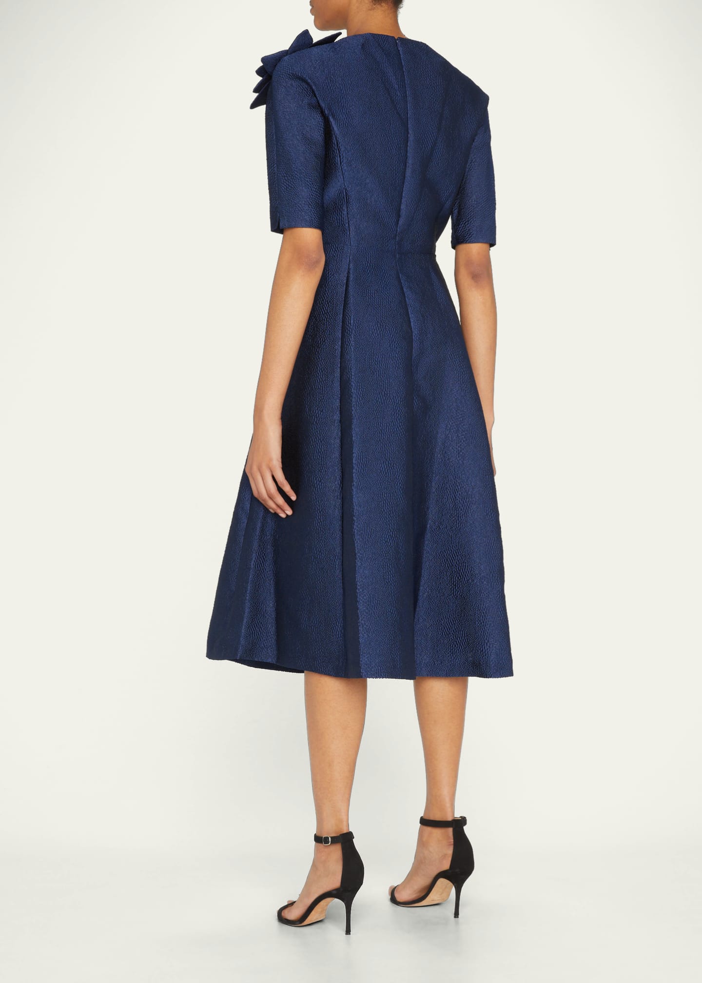 Rickie Freeman for Teri Jon ElbowSleeve Textured Jacquard Dress