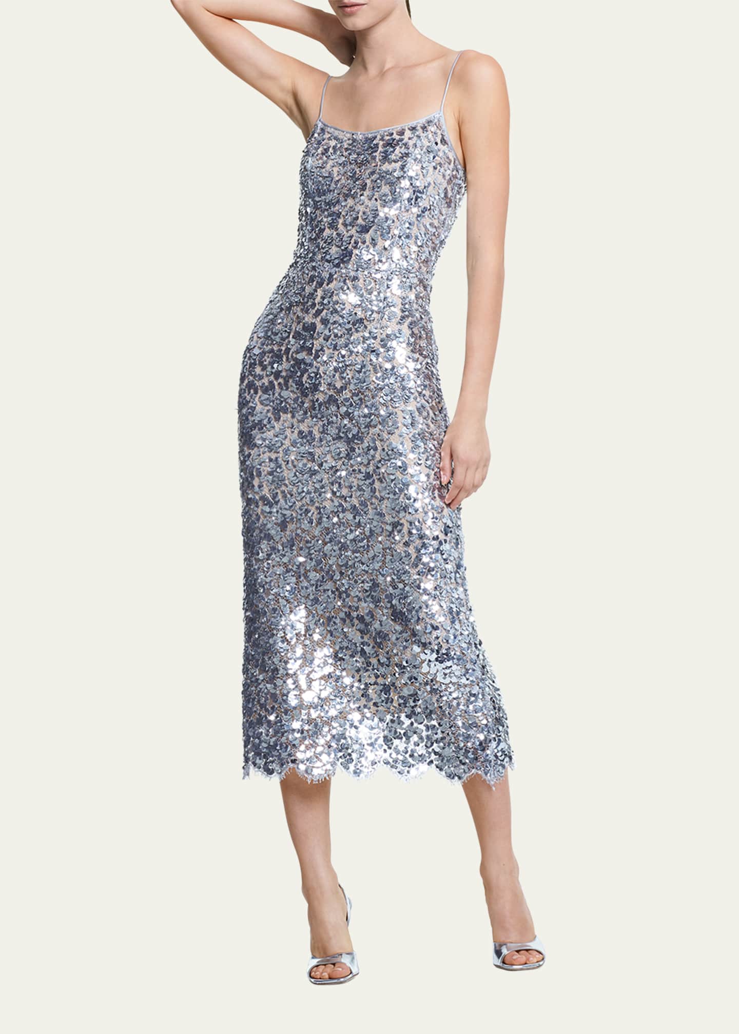 Michael Kors Collection Sequin-Embellished Lace Slip Dress - Bergdorf ...