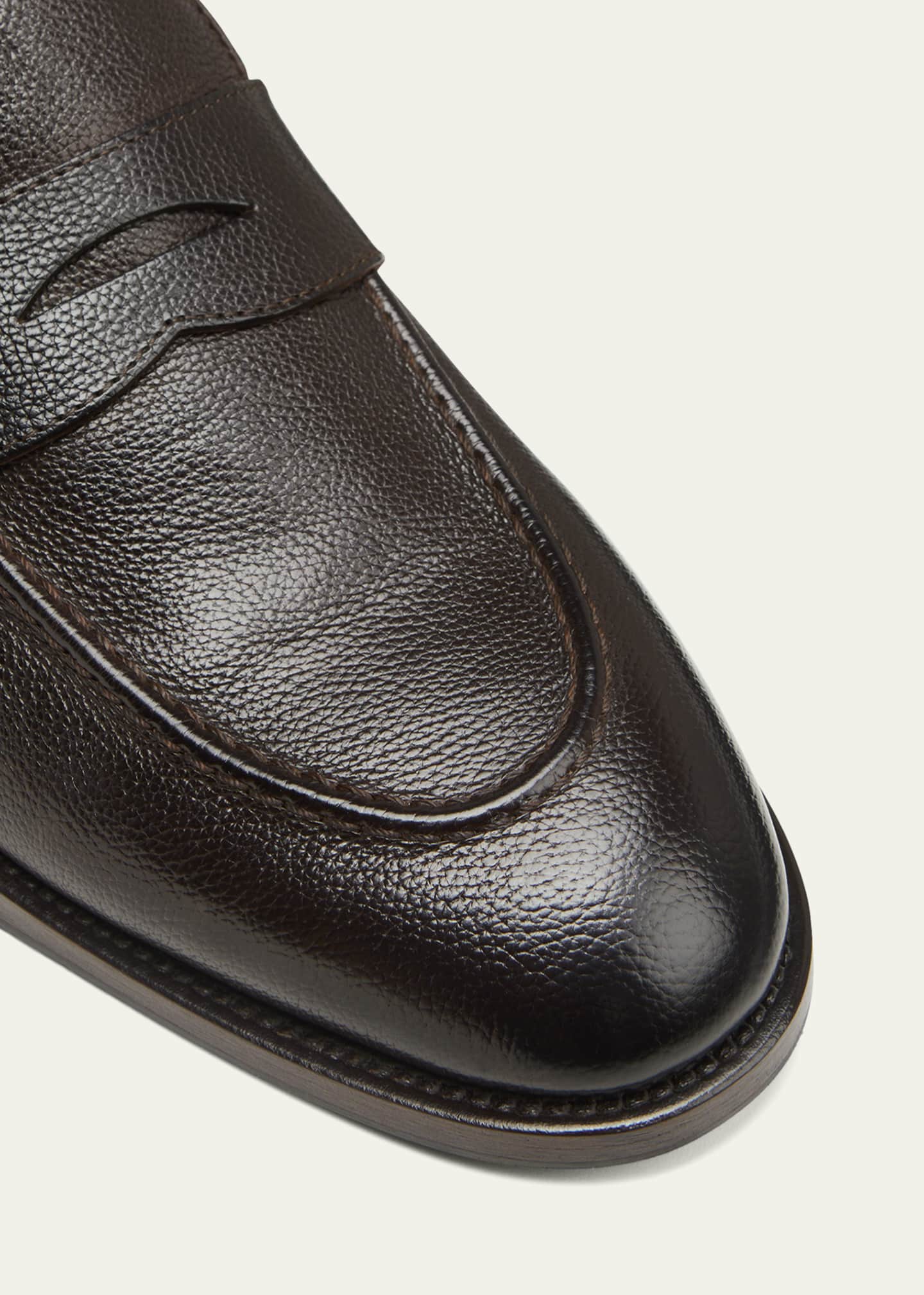 Brunello Cucinelli Men's Leather Flex Penny Loafers - Bergdorf Goodman