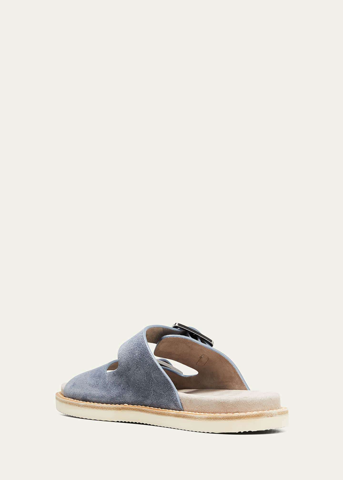 Brunello Cucinelli Men s Suede Leather Buckle Slide Sandals