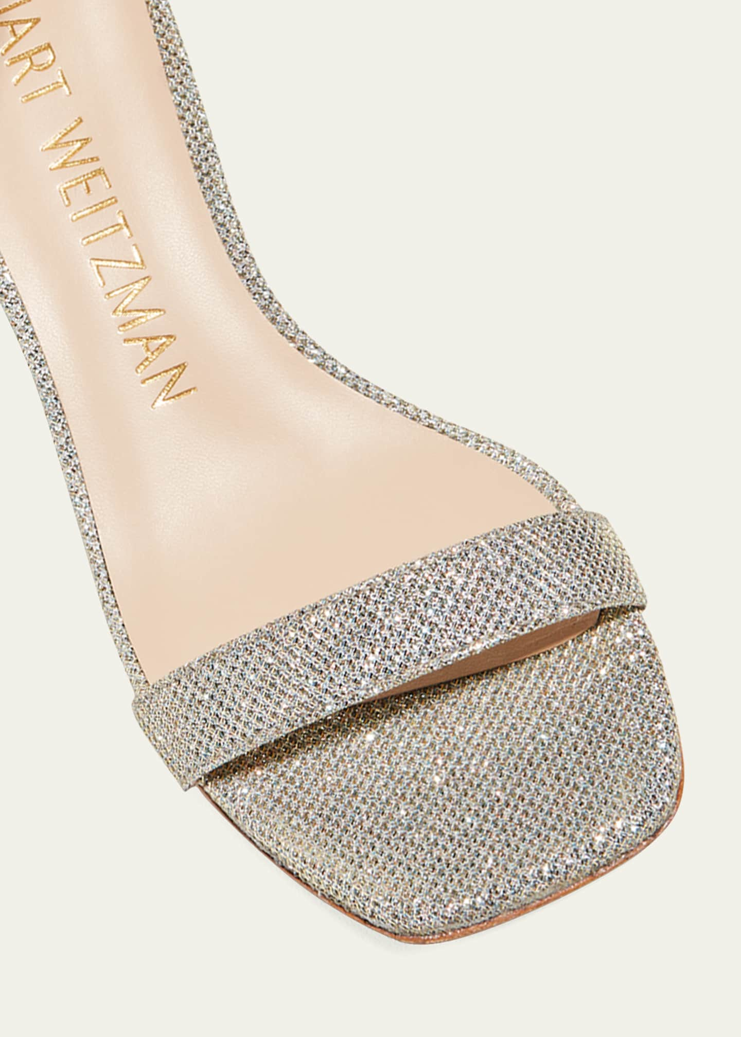 Stuart Weitzman Nudistcurve Glitter Block-Heel Sandals - Goodman