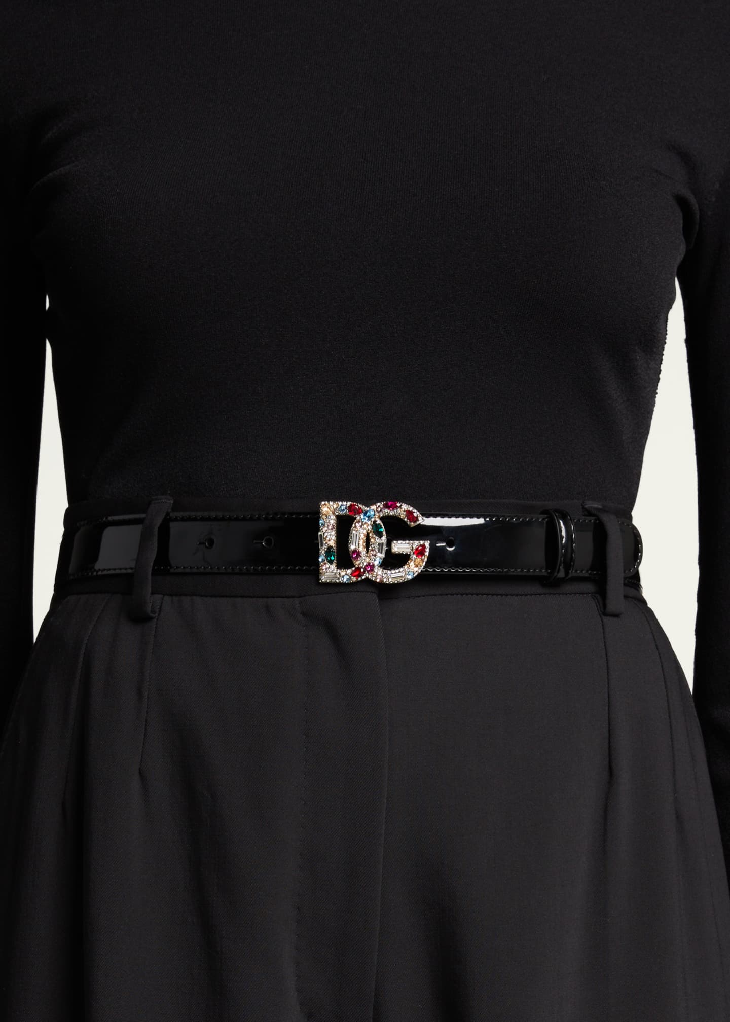 Dolce&Gabbana DG Logo Jewel Patent Leather Belt - Bergdorf Goodman
