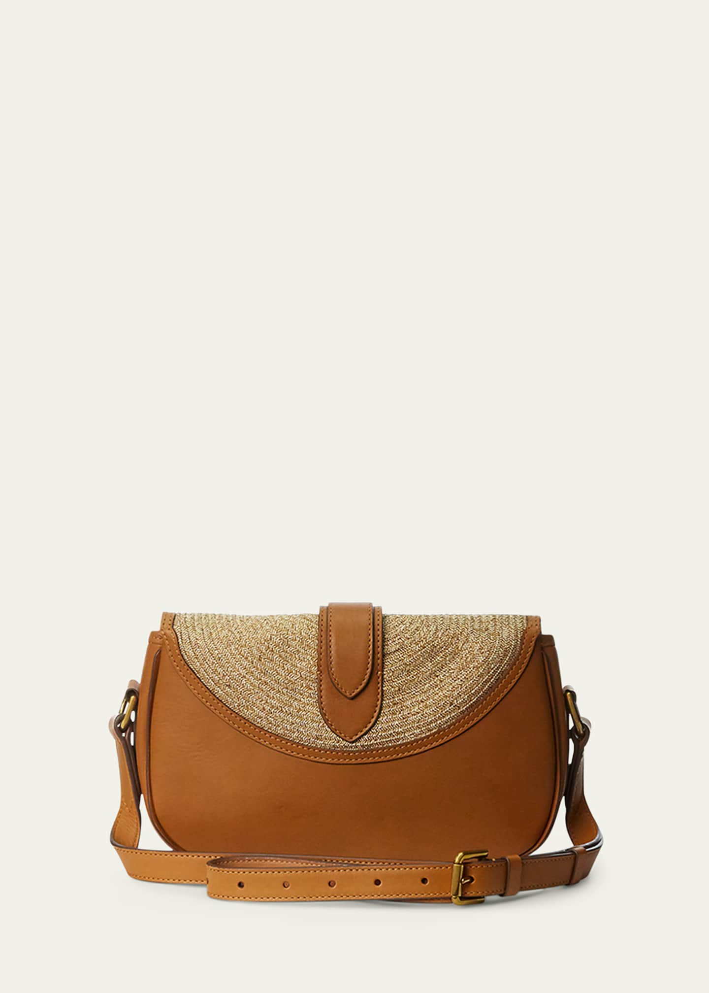 Ralph Lauren Collection Welington Straw Saddle Shoulder Bag Bergdorf
