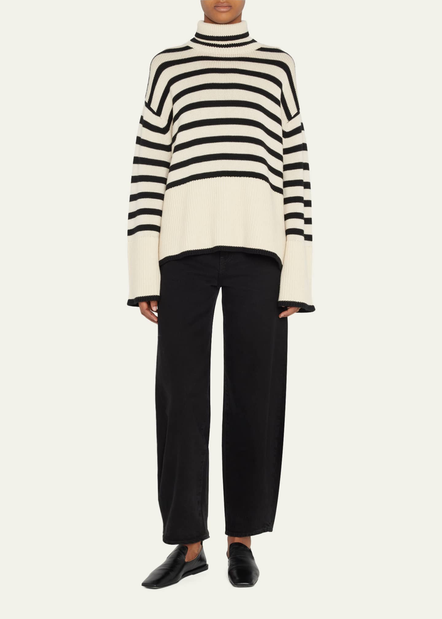 Toteme Signature Stripe Wool Turtleneck - Bergdorf Goodman