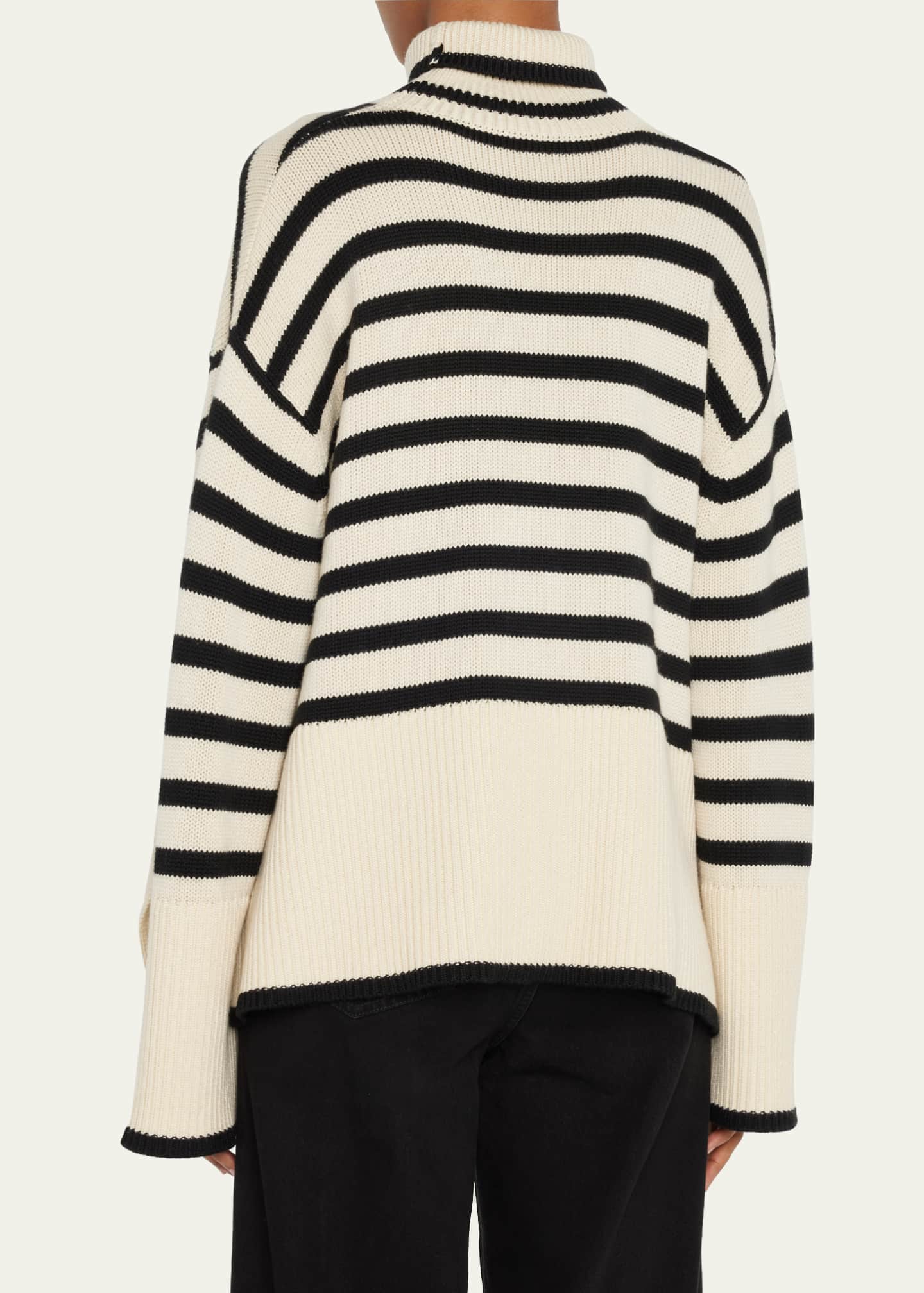 Totême Signature Stripe Turtleneck in Black