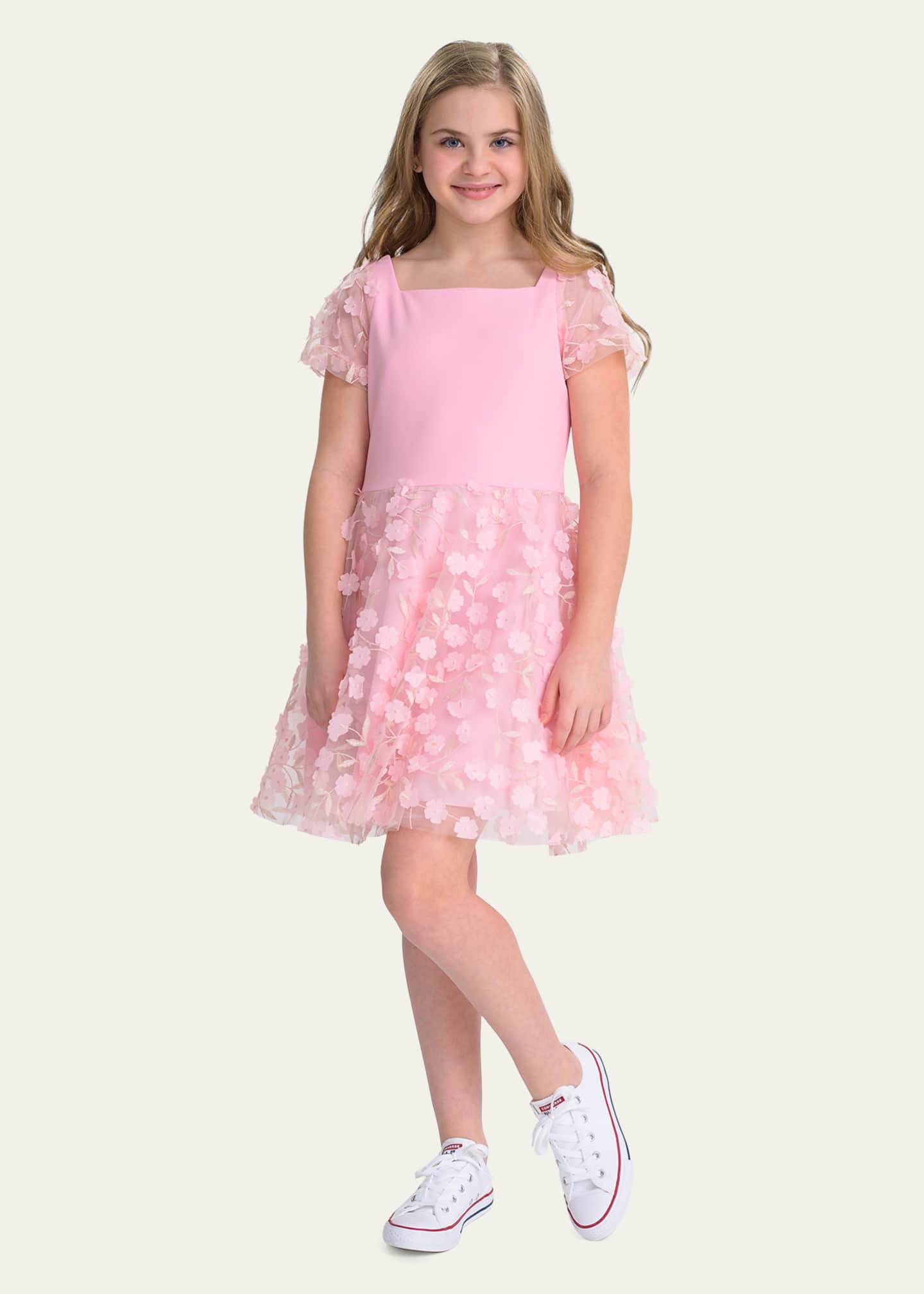 Zoe Girl's Michelle 3D Floral Print Dress, Size 46 Bergdorf Goodman