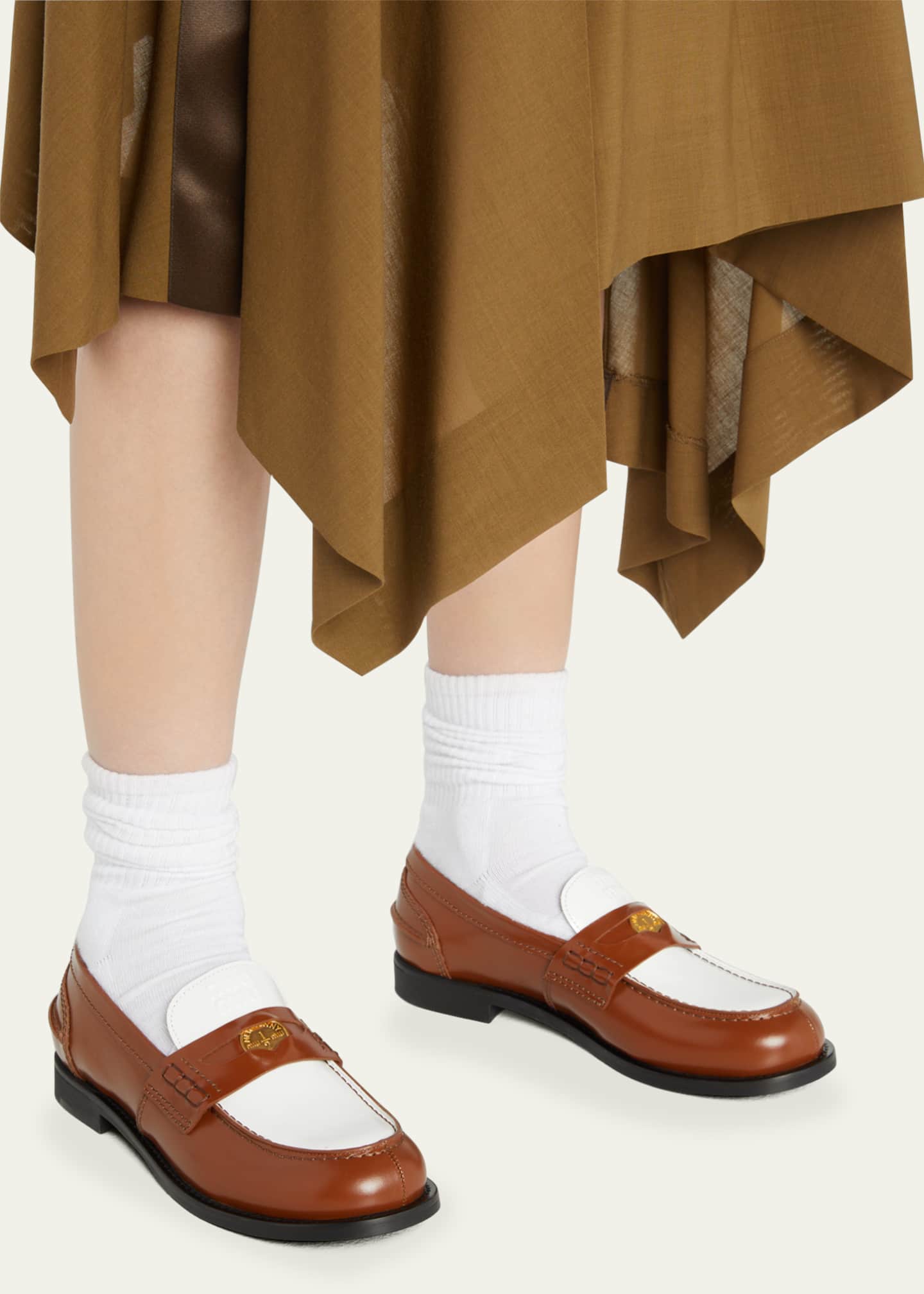 Miu Miu Leather Coin Penny Loafers - Bergdorf Goodman